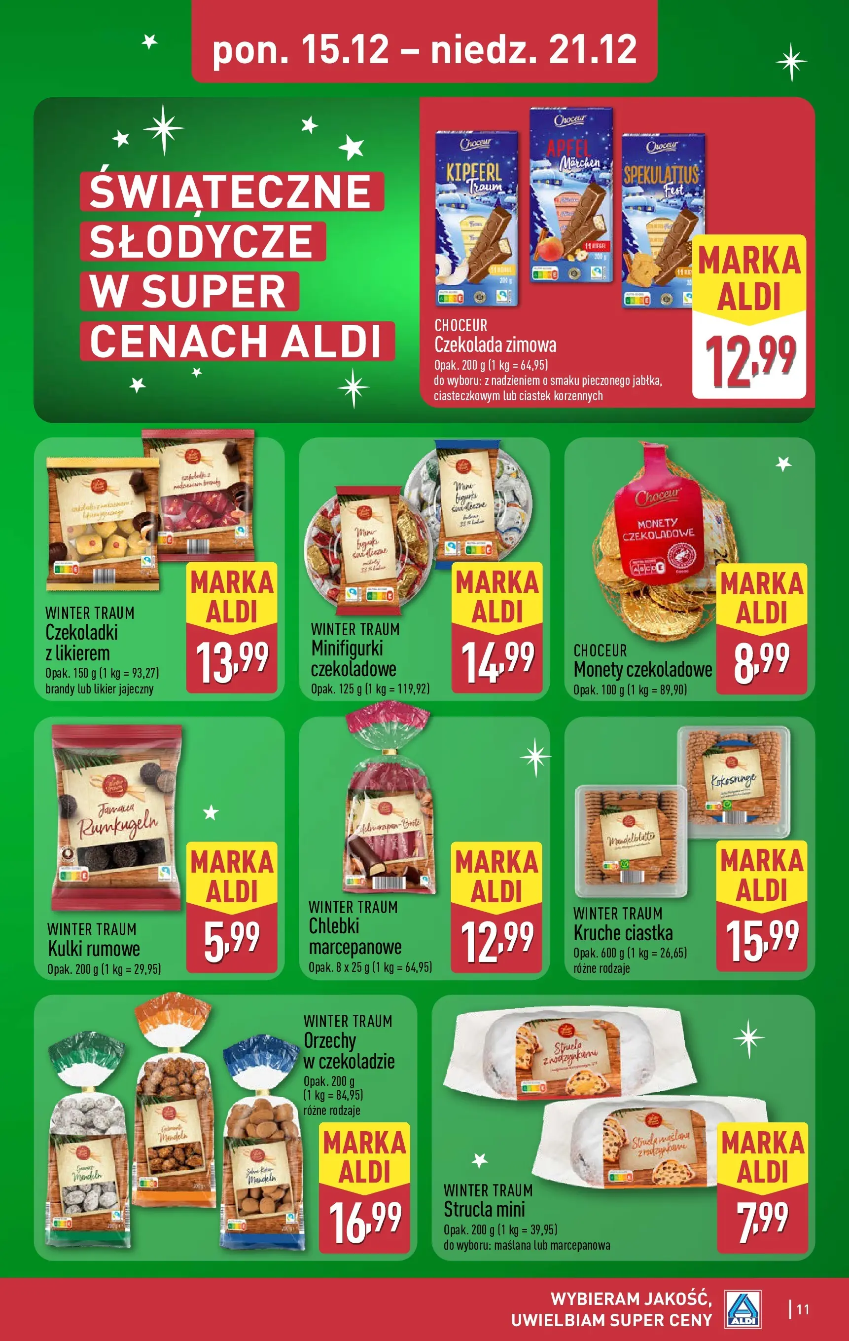Aldi gazetka od 18.12.2025 | Boże Narodzenie 🎄🎁 | Strona: 11 | Produkty: Słodycze, Czekoladki, Likier jajeczny, Orzechy