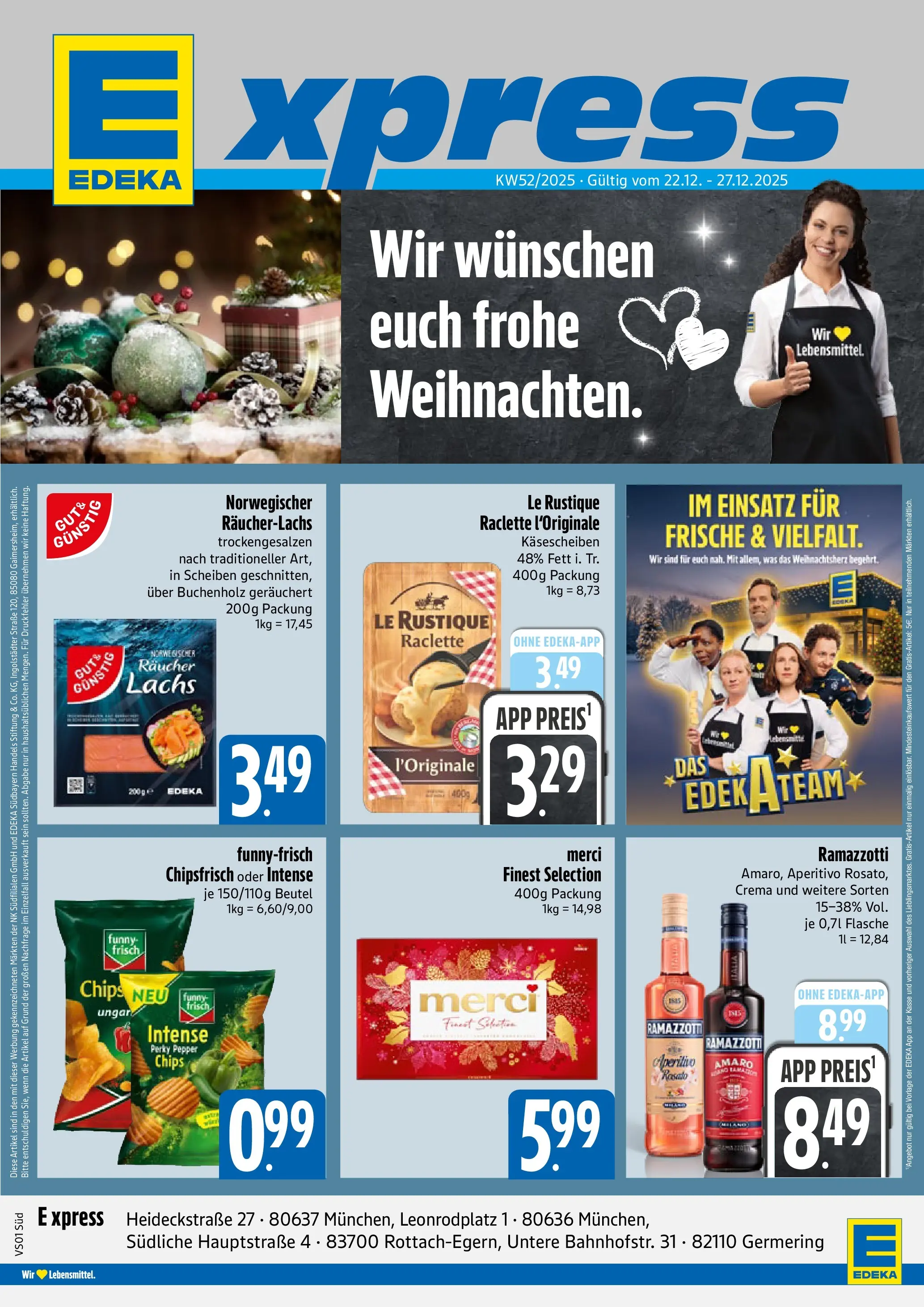 Entdecke - E xpress: Wochenangebote (ab 21.12.2025) zum Blättern | Seite: 1 | Produkte: Lachs, Räucherlachs, Raclette, Ramazzotti