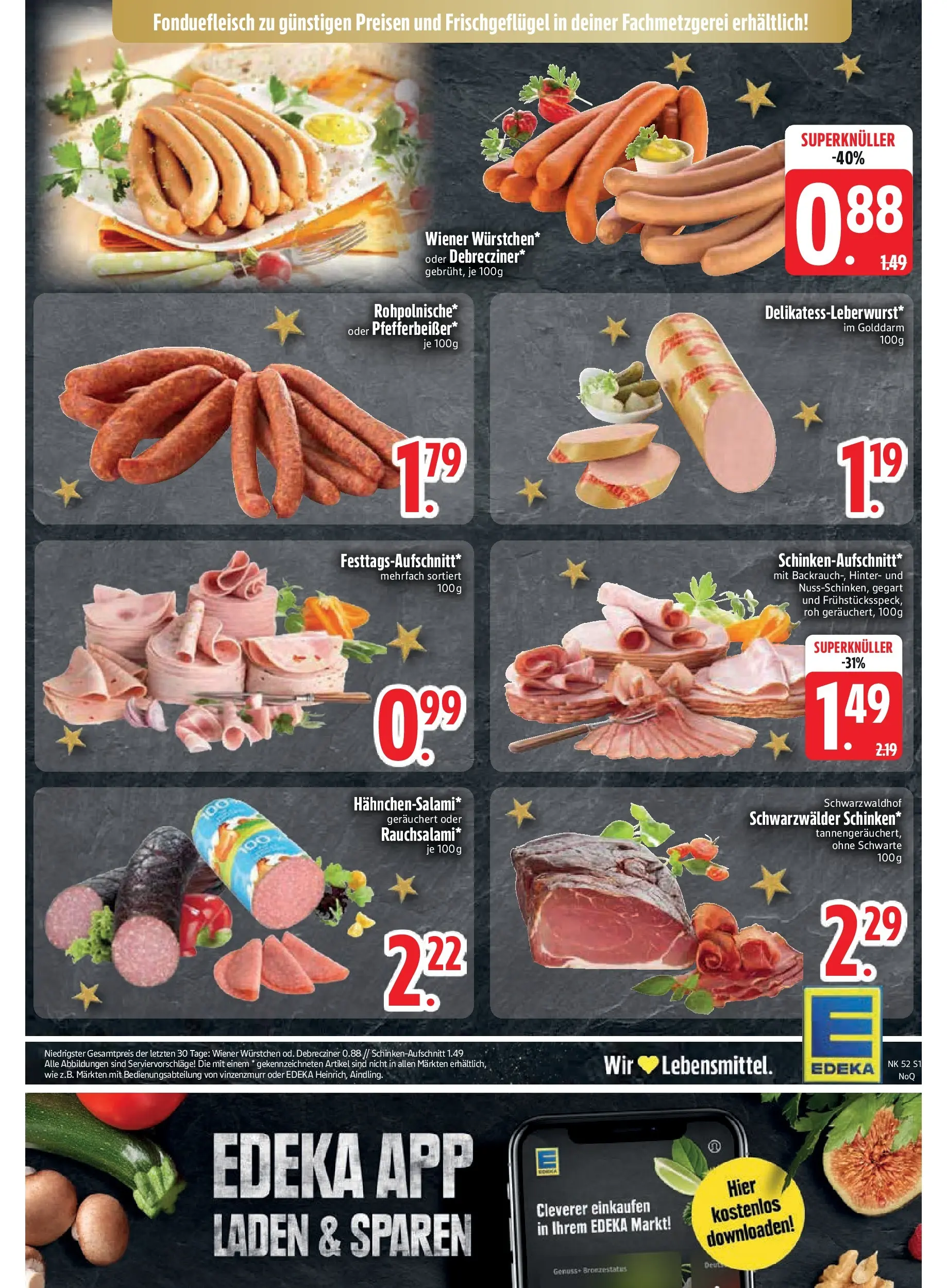 Edeka prospekt Vilsbiburg	 (ab 21.12.2025) » Angebote Online | Seite: 17 | Produkte: Wiener wurstchen, Salami