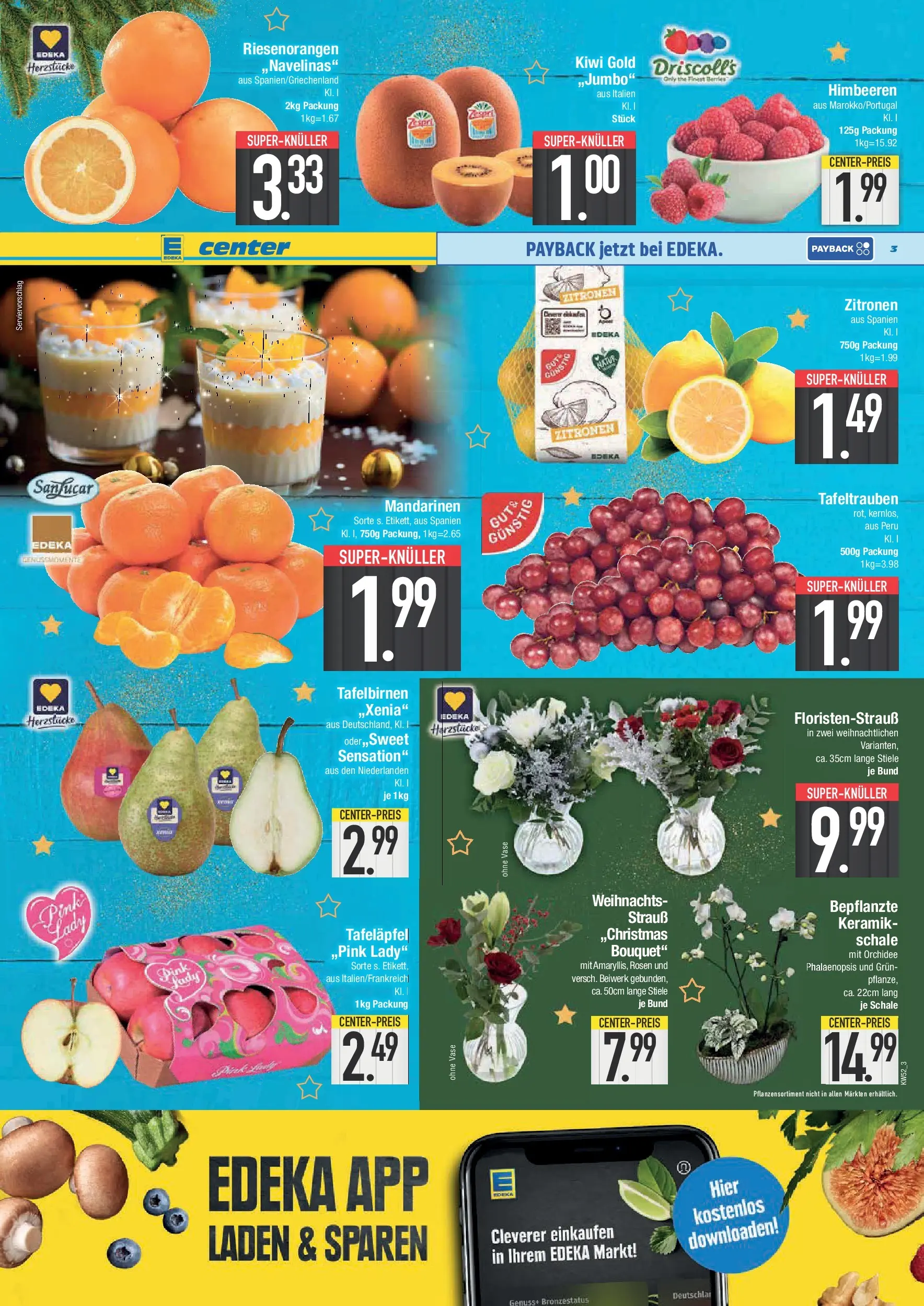 Edeka prospekt Neuburg an der Donau	 (ab 21.12.2025) » Angebote Online | Seite: 3 | Produkte: Himbeeren, Orchidee, Kiwi, Zitronen