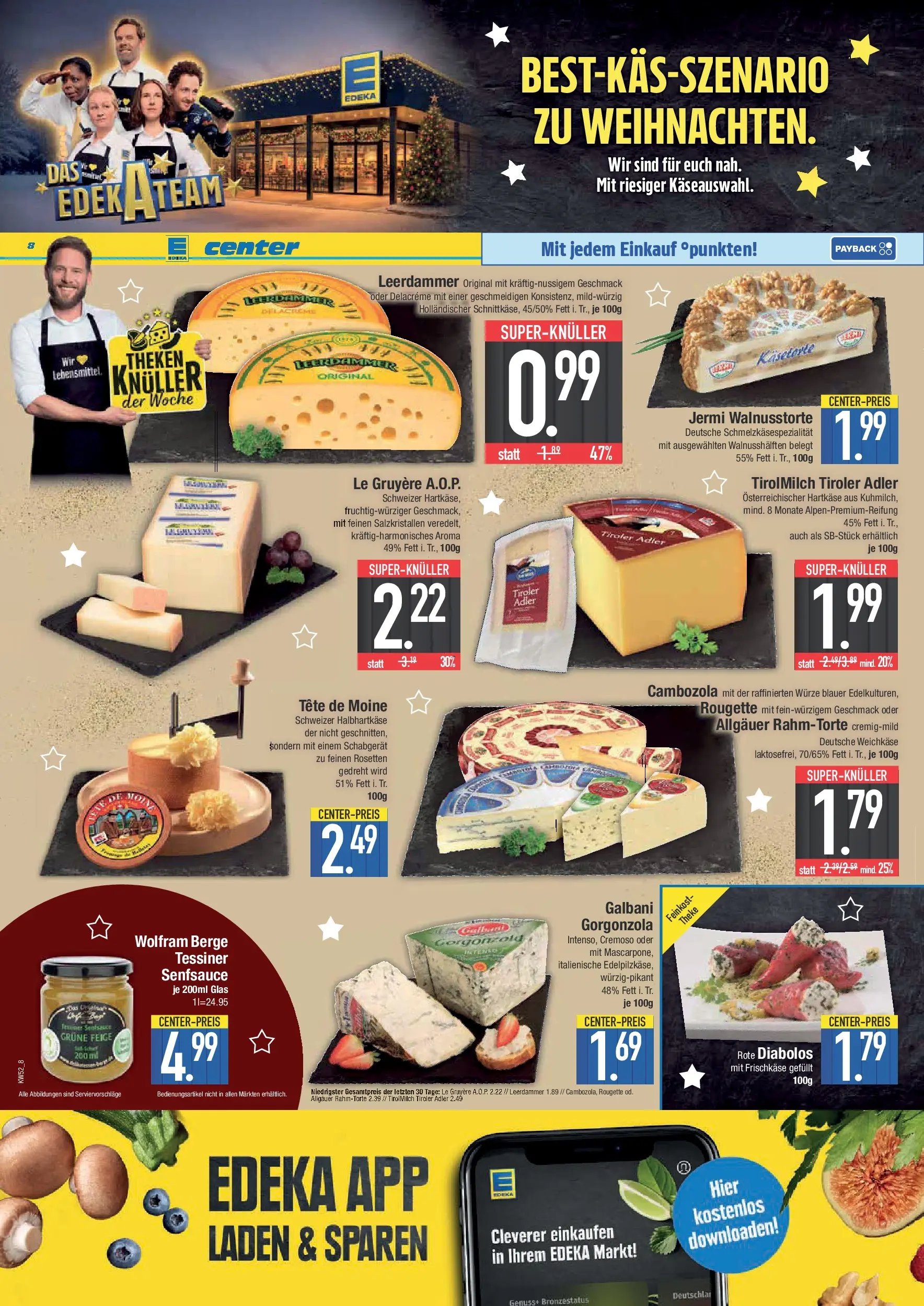 Edeka prospekt Neuburg an der Donau	 (ab 21.12.2025) » Angebote Online | Seite: 8 | Produkte: Milch, Theke, Leerdammer, Frischkase