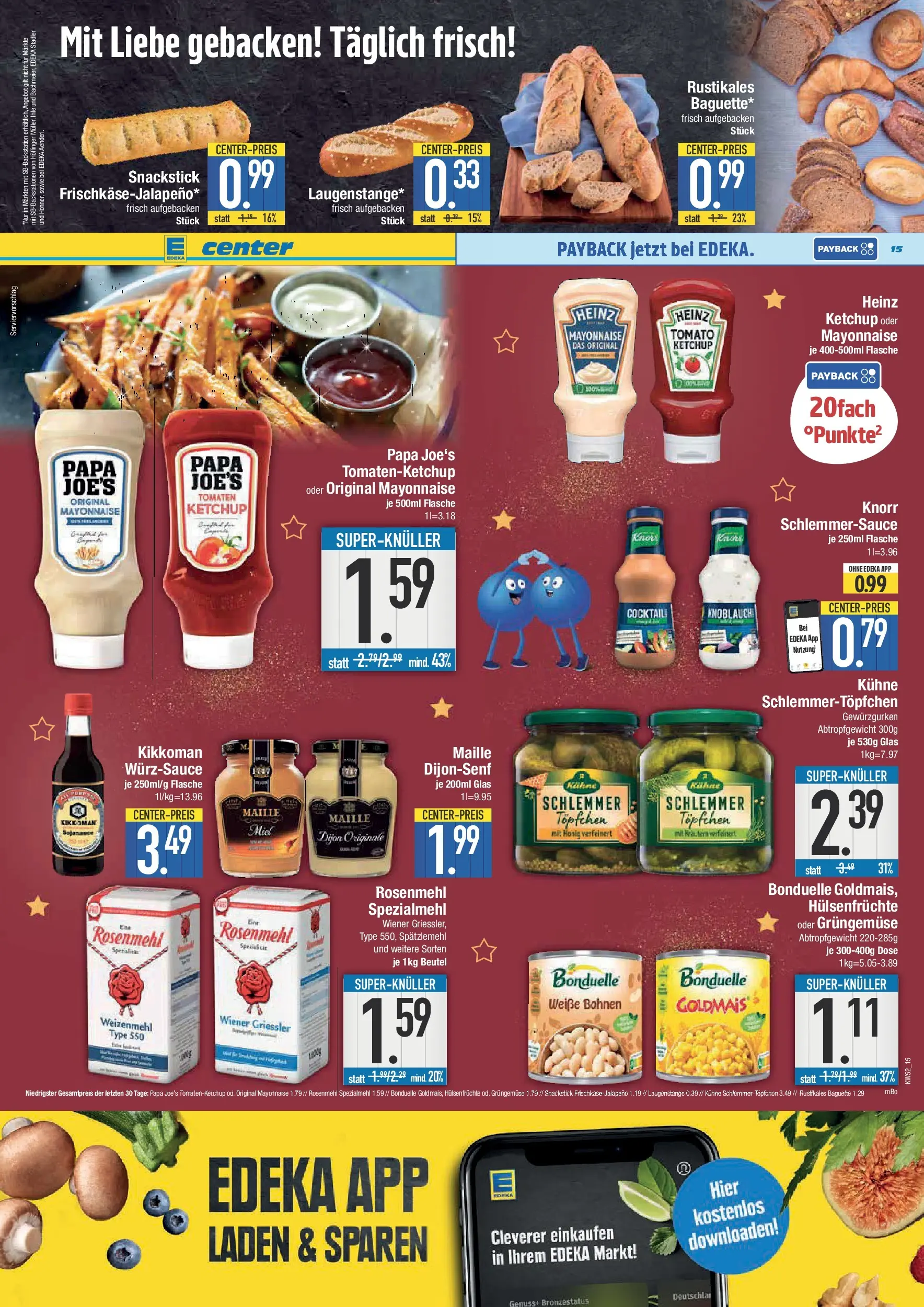 Edeka prospekt Neuburg an der Donau	 (ab 21.12.2025) » Angebote Online | Seite: 15 | Produkte: Heinz ketchup, Knorr, Mayonnaise, Knoblauch