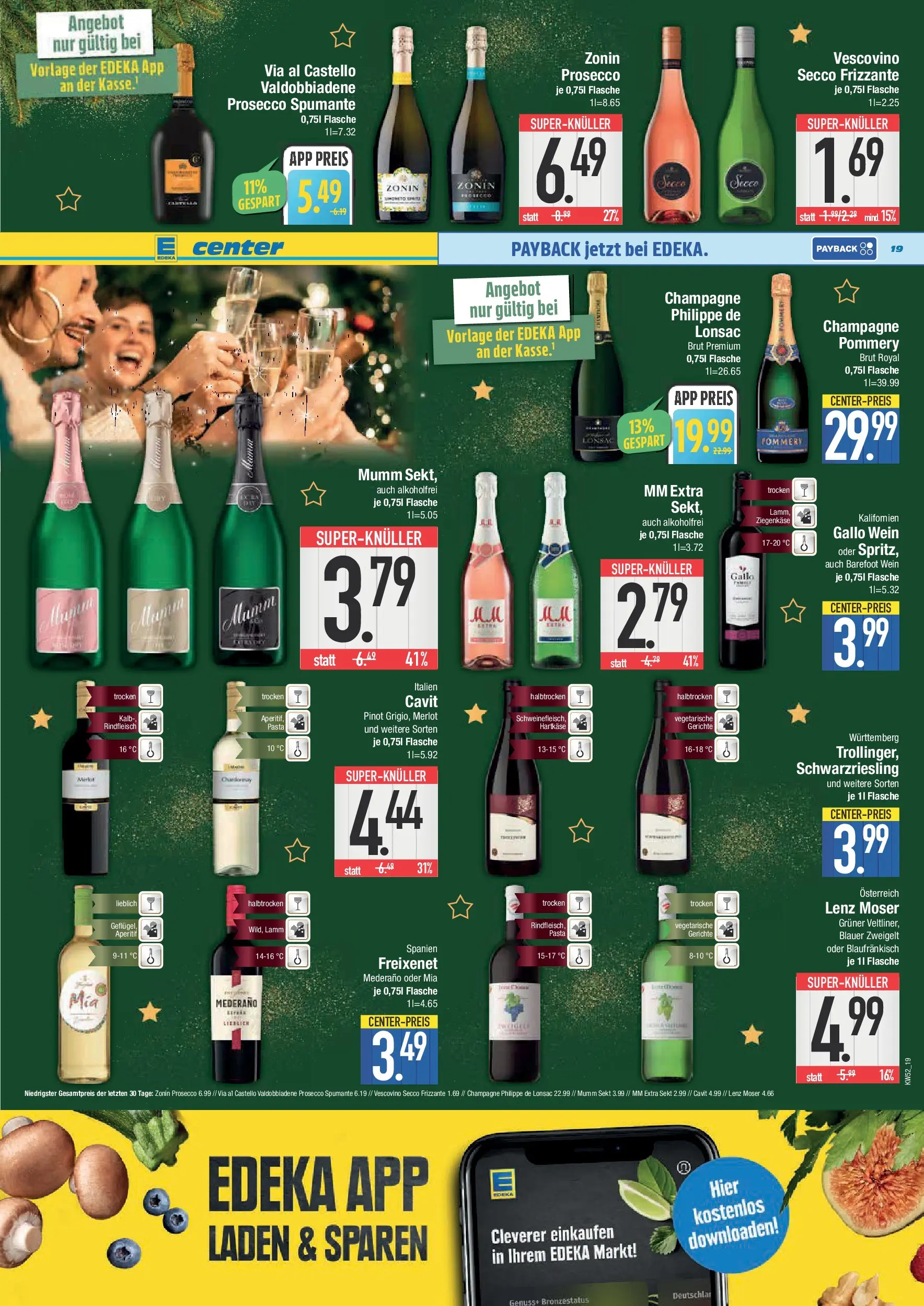 Edeka prospekt Neuburg an der Donau	 (ab 21.12.2025) » Angebote Online | Seite: 19 | Produkte: Mumm sekt, Sekt, Prosecco, Rindfleisch