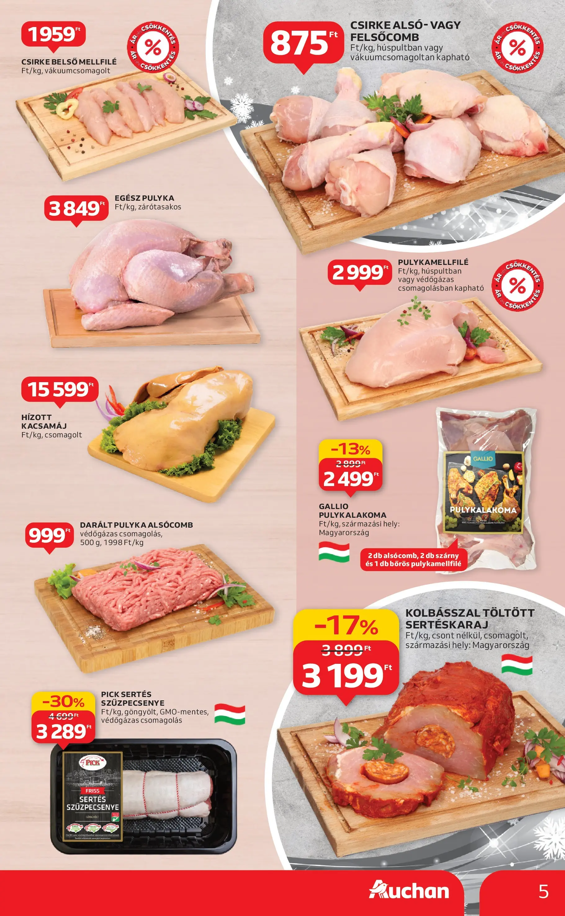 Akciós újság új Auchan - 2025.12.18. -tól/töl ⏳ | Oldal: 5 | Termékek: Kacsamáj, Sertéskaraj, Pick, Pulykamellfilé Auchan Akciós újság Debrecen - 2025.12.18. -tól/töl > akció, lapozható szórólap 🛍️ | Oldal: 5 | Termékek: Kacsamáj, Sertéskaraj, Pick, Pulykamellfilé