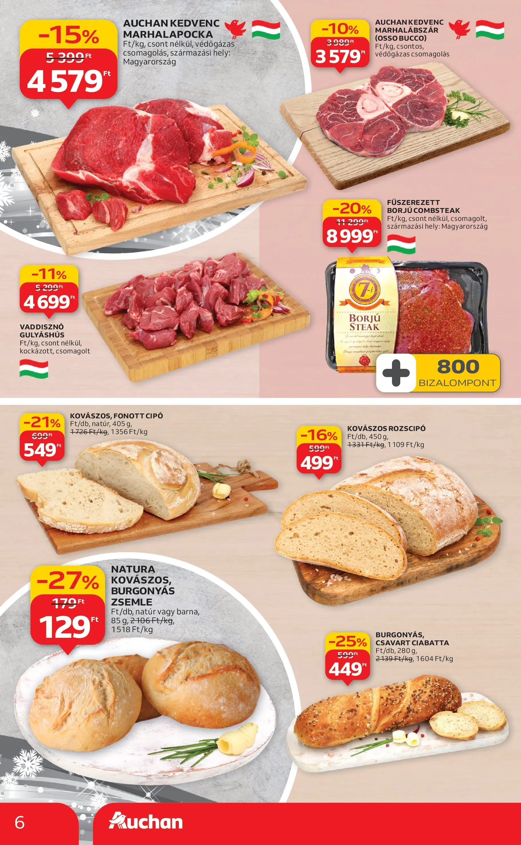 Akciós újság új Auchan - 2025.12.18. -tól/töl ⏳ | Oldal: 6 | Termékek: Marhalábszár, Zsemle, Ciabatta Auchan Akciós újság Debrecen - 2025.12.18. -tól/töl > akció, lapozható szórólap 🛍️ | Oldal: 6 | Termékek: Marhalábszár, Zsemle, Ciabatta