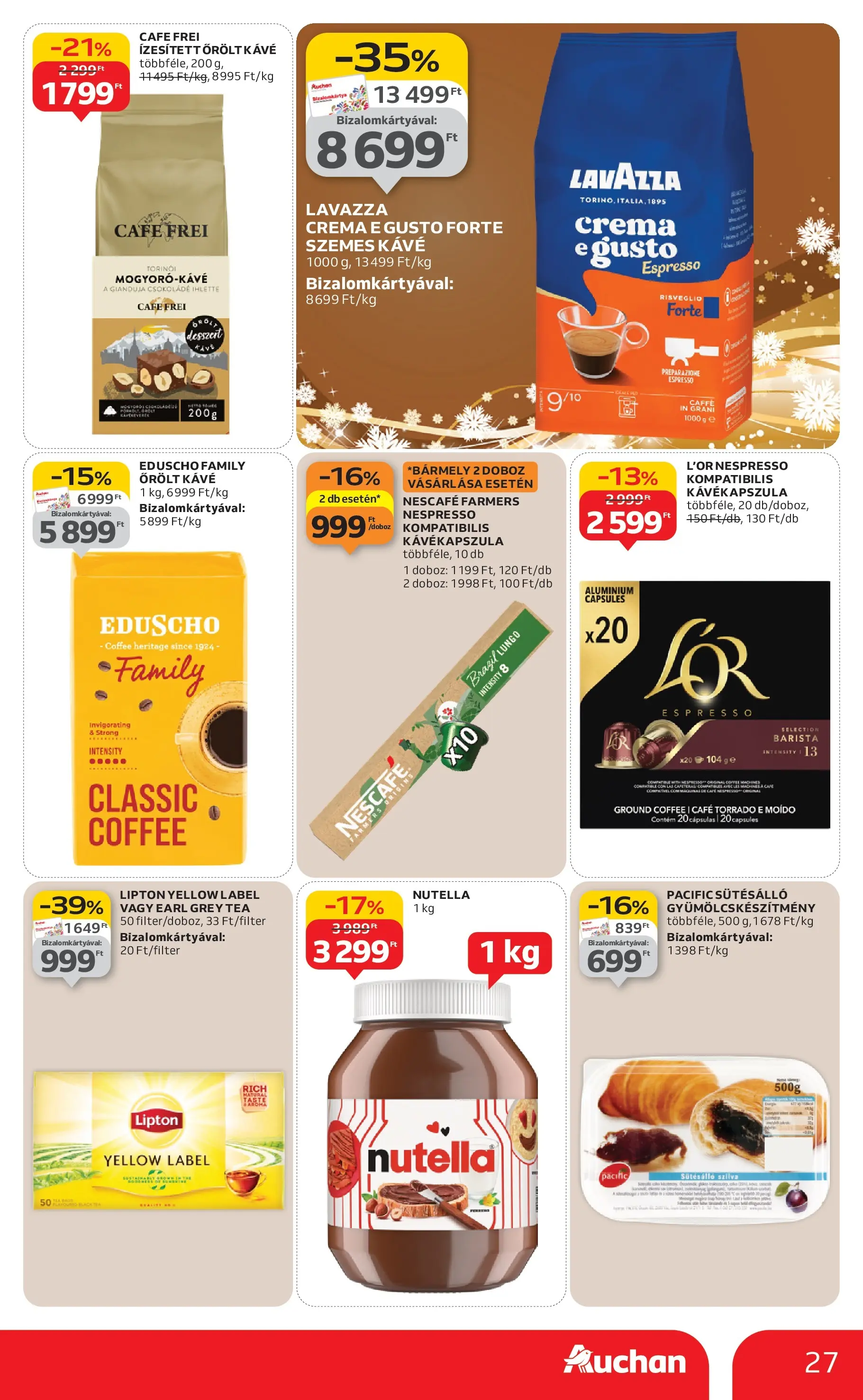 Akciós újság új Auchan - 2025.12.18. -tól/töl ⏳ | Oldal: 27 | Termékek: Szilva, Nutella, Kávé, Tea Auchan Akciós újság Debrecen - 2025.12.18. -tól/töl > akció, lapozható szórólap 🛍️ | Oldal: 27 | Termékek: Szilva, Nutella, Kávé, Tea