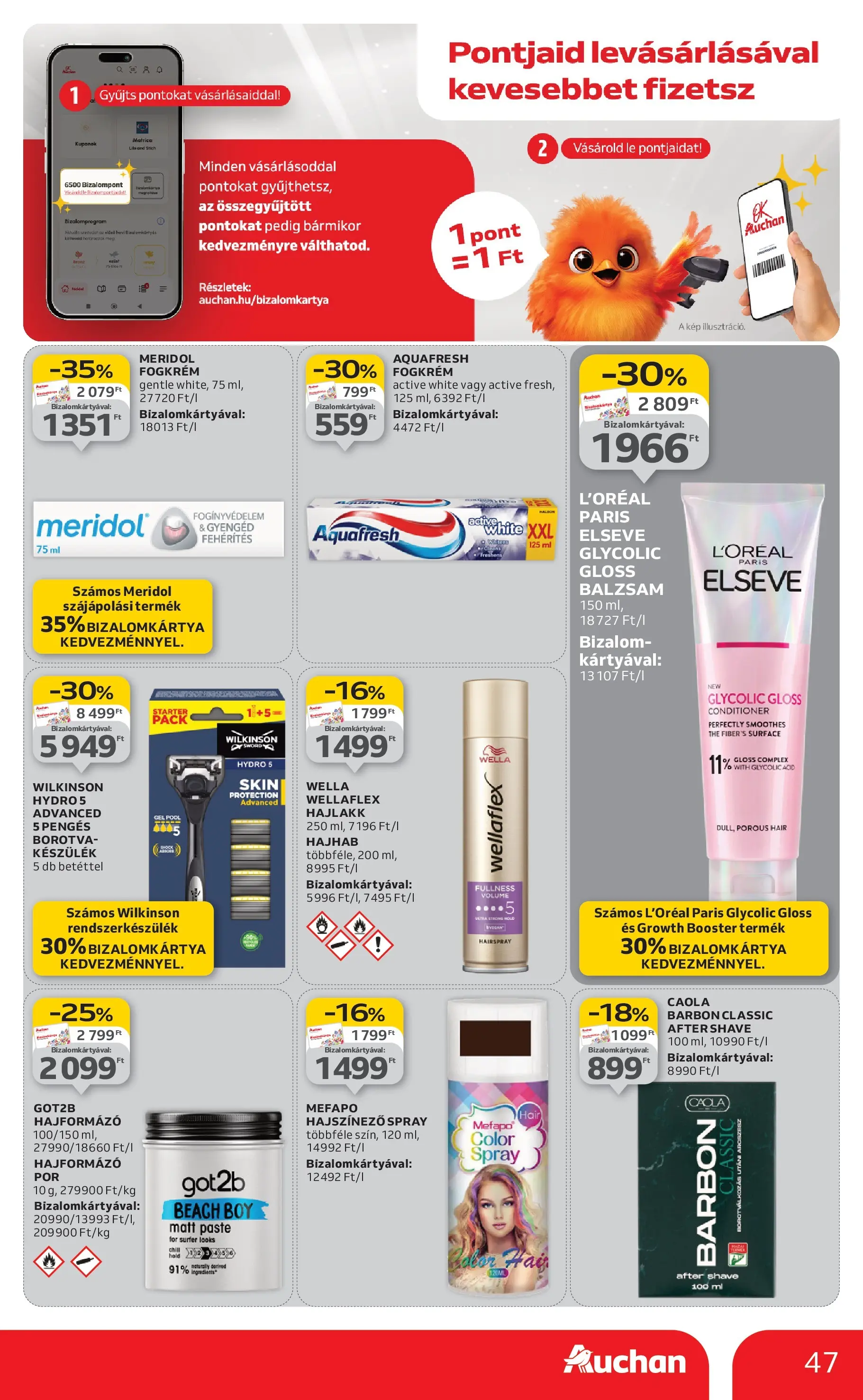 Akciós újság új Auchan - 2025.12.18. -tól/töl ⏳ | Oldal: 47 | Termékek: Hajformázó, Borotva, Hajhab, Hajlakk Auchan Akciós újság Debrecen - 2025.12.18. -tól/töl > akció, lapozható szórólap 🛍️ | Oldal: 47 | Termékek: Hajformázó, Borotva, Hajhab, Hajlakk