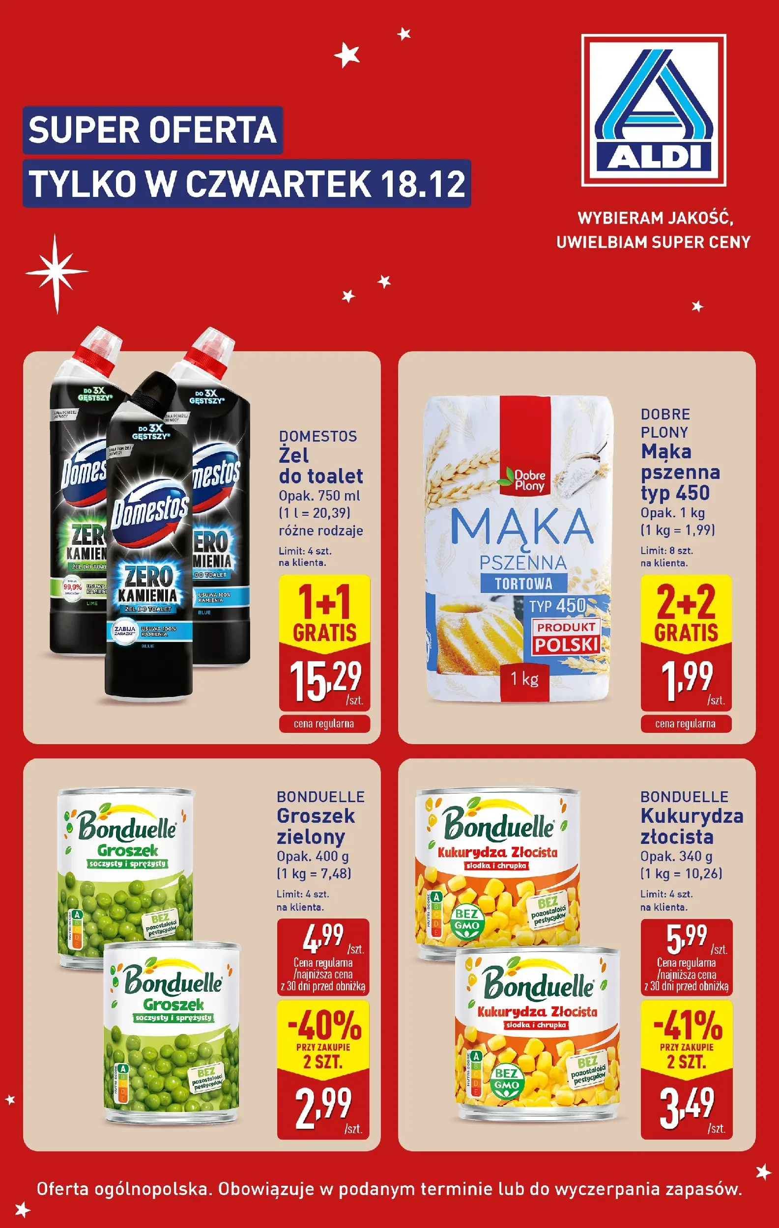 Aldi Gazetka - Tylko w czwartek od 18.12.2025 - Ulotka PDF, promocje | Strona: 2 | Produkty: Groszek, Kukurydza, Domestos