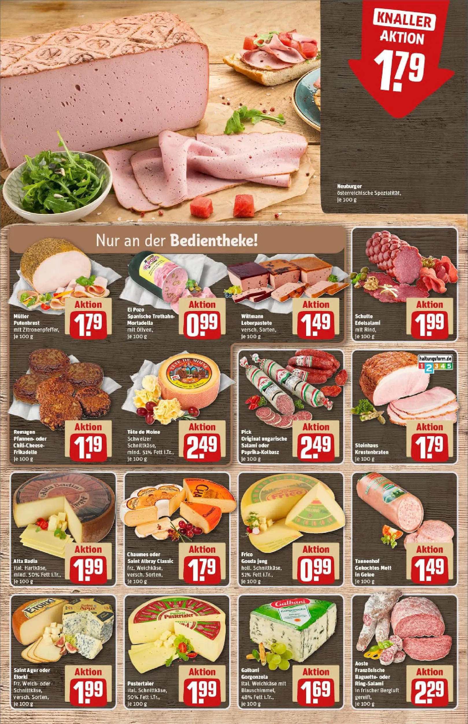 REWE Prospekt ab 22.12.2025 zum Blättern » Angebote | Seite: 9 | Produkte: Gouda, Baguette, Krustenbraten, Salami