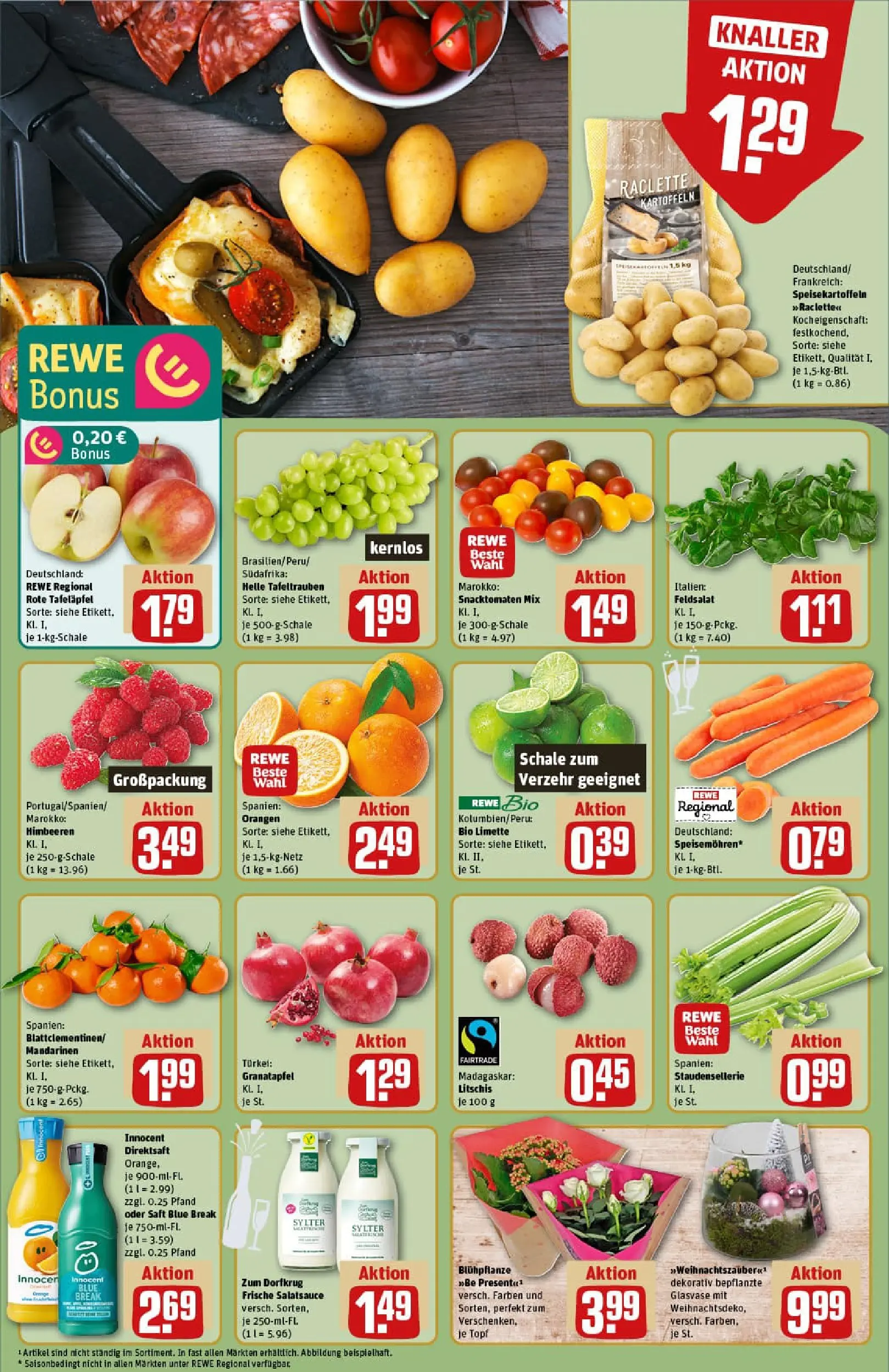 REWE Prospekt ab 22.12.2025 zum Blättern » Angebote | Seite: 10 | Produkte: Himbeeren, Dressing, Saft, Raclette