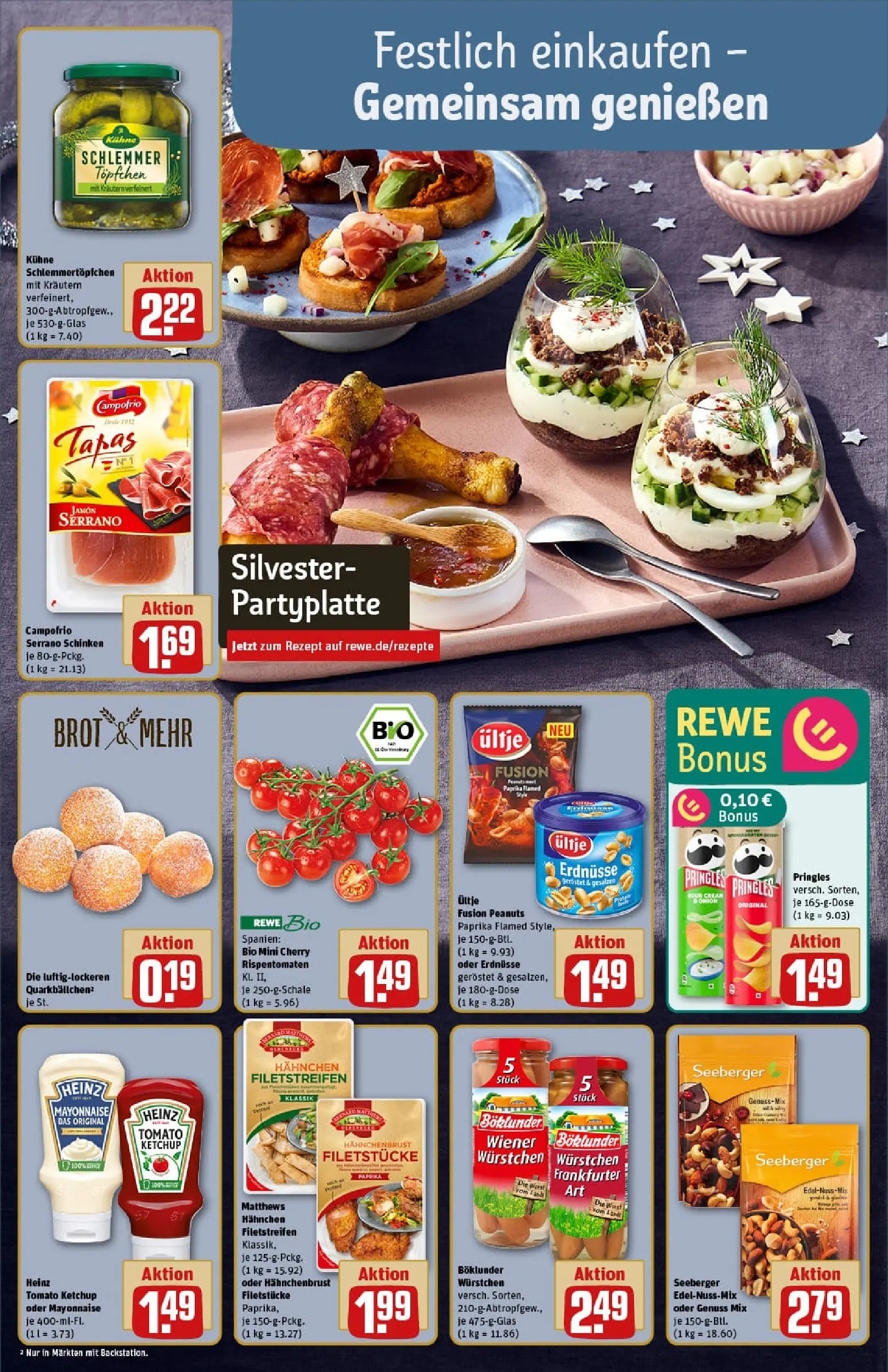 REWE Prospekt ab 22.12.2025 zum Blättern » Angebote | Seite: 4 | Produkte: Erdnüsse, Brot, Serrano schinken, Chips