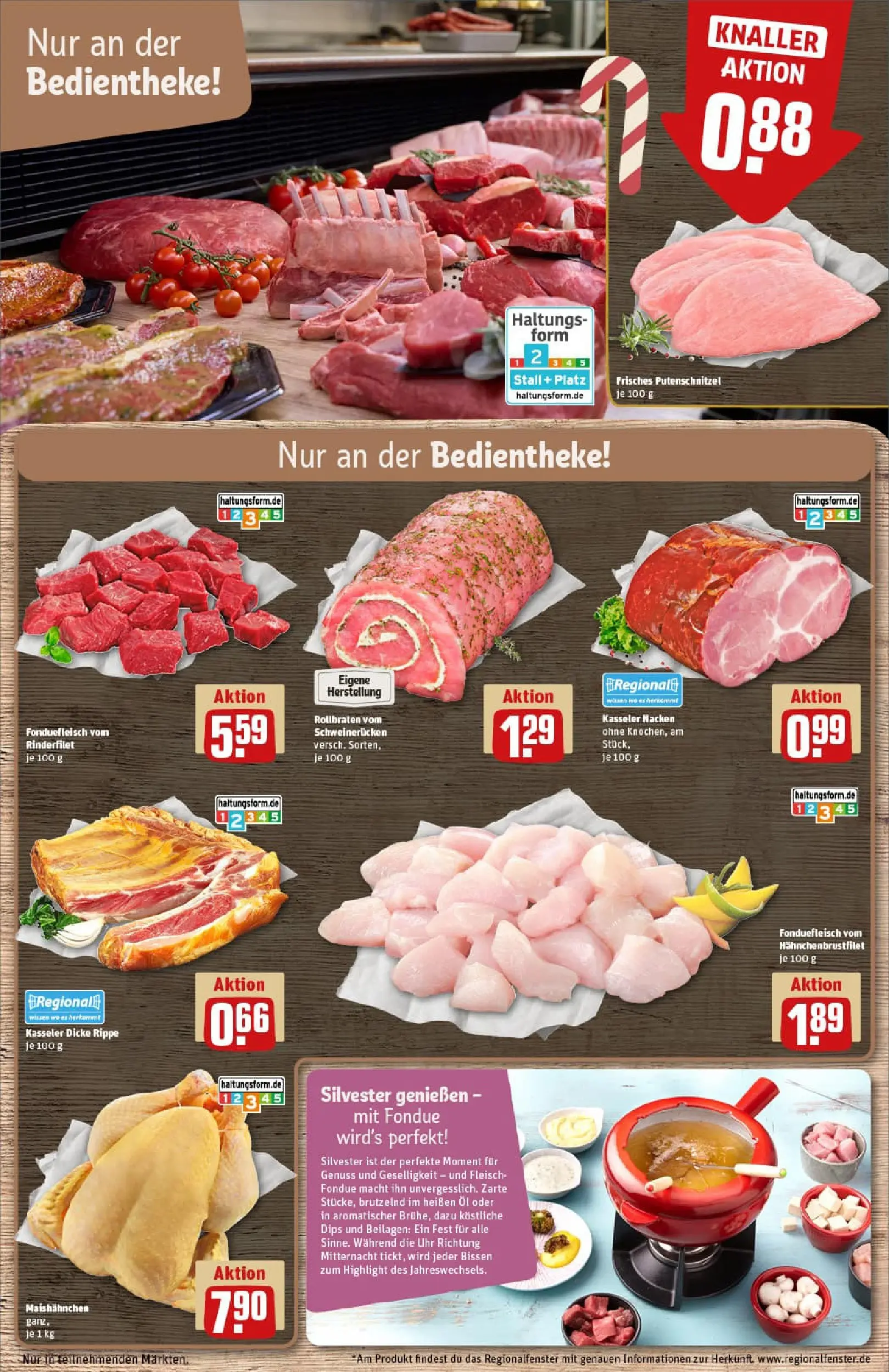 REWE Prospekt ab 22.12.2025 zum Blättern » Angebote | Seite: 10 | Produkte: Kasseler nacken, Putenschnitzel, Fondue, Uhr