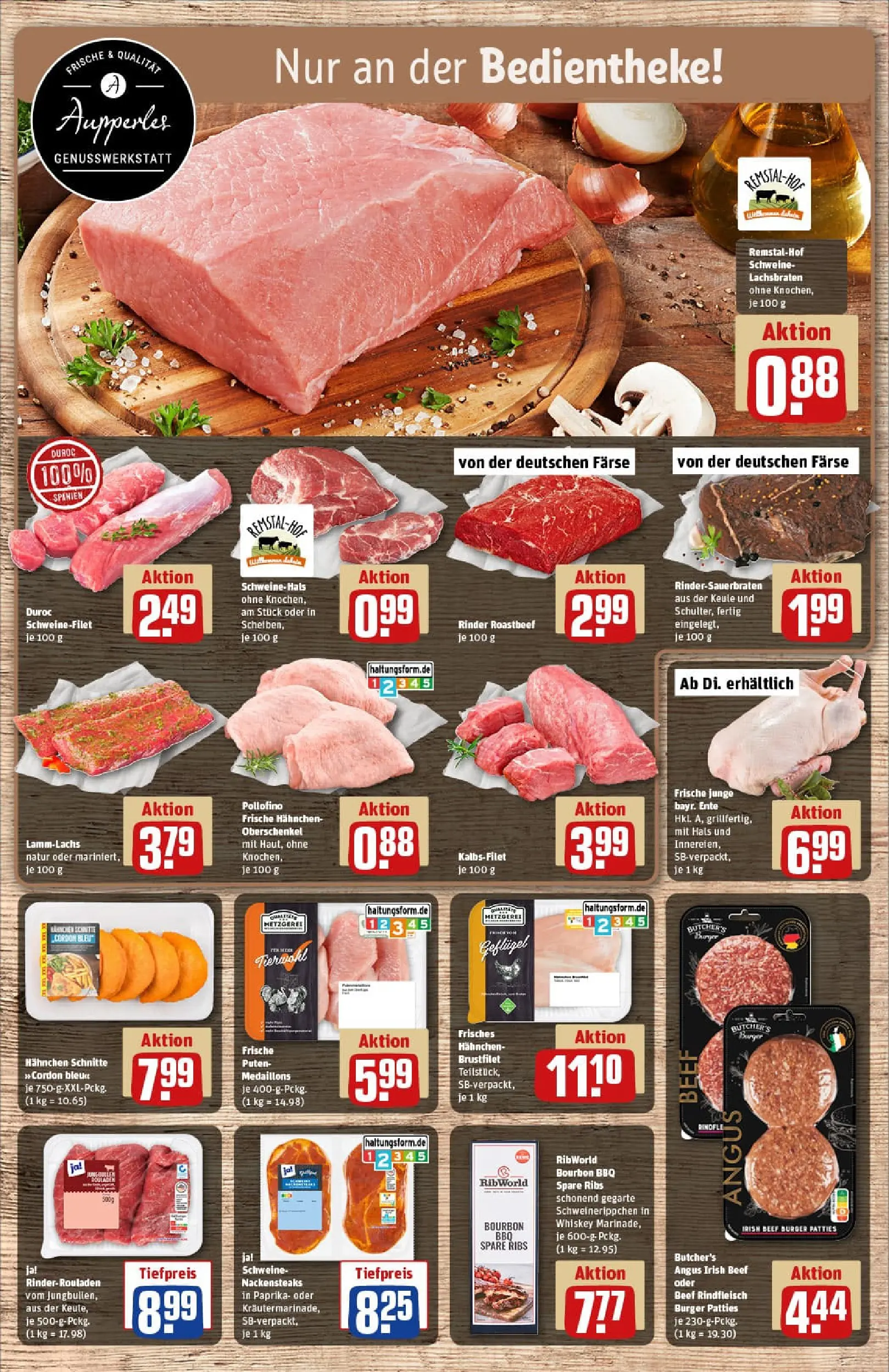 REWE Prospekt ab 22.12.2025 zum Blättern » Angebote | Seite: 8 | Produkte: Rinderrouladen, Spare ribs, Burger, Bourbon