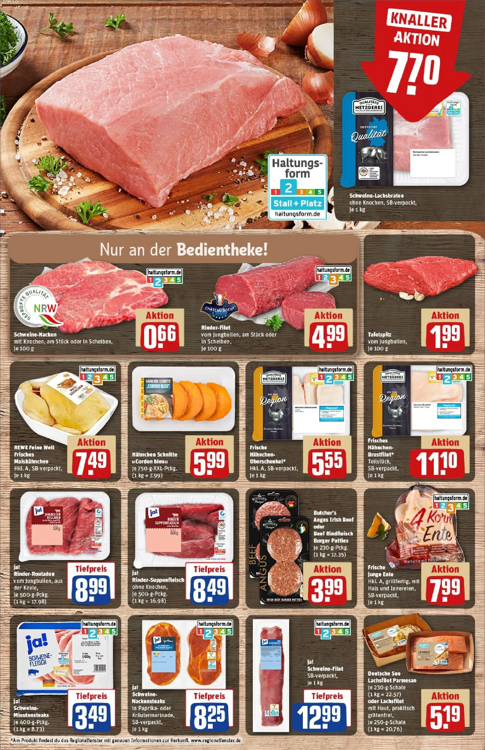 REWE Prospekt ab 22.12.2025 zum Blättern » Angebote | Seite: 8 | Produkte: Schweinenacken, Schweinefilet, Rindfleisch, Ente