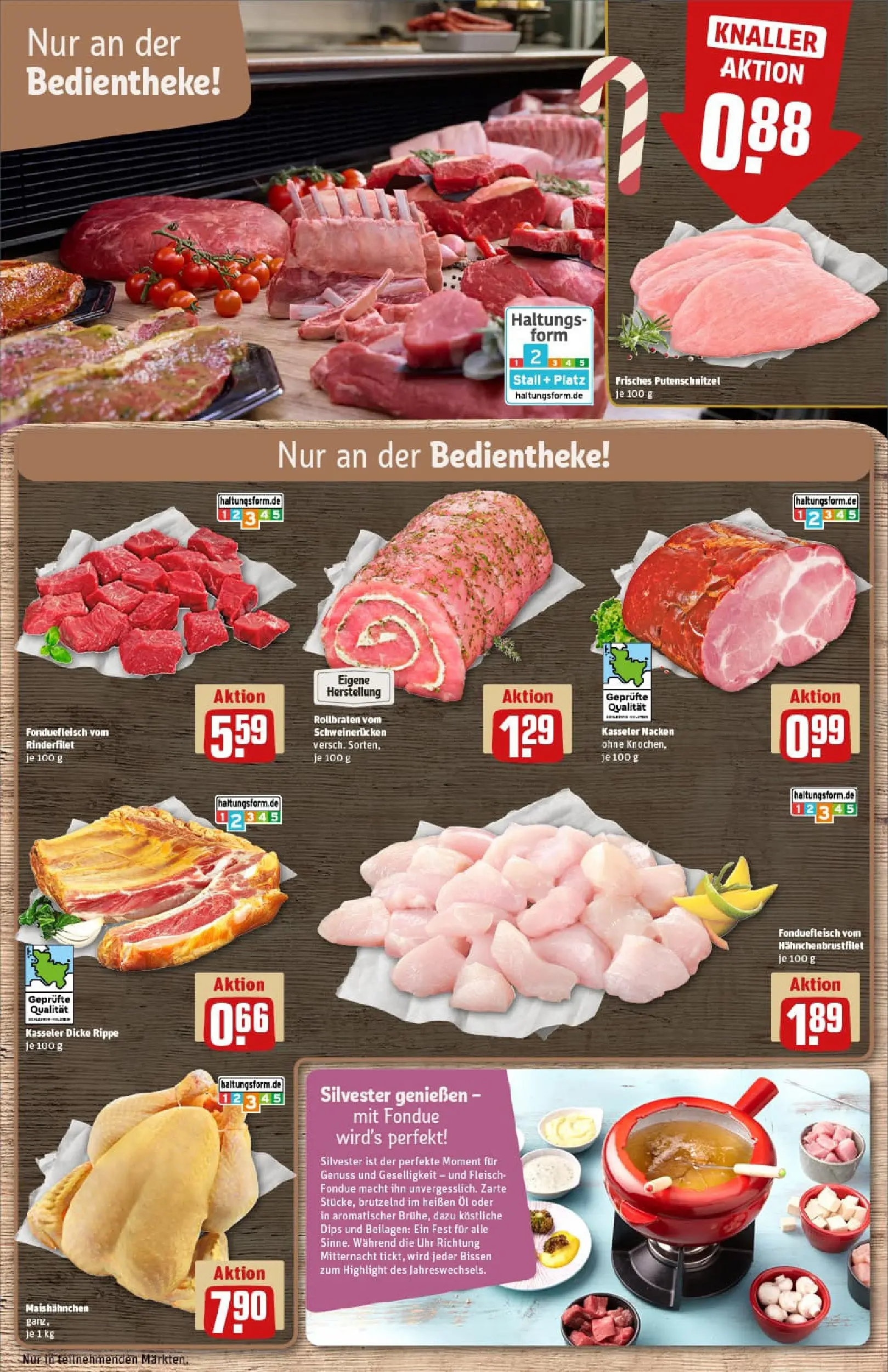REWE Prospekt ab 22.12.2025 zum Blättern » Angebote | Seite: 10 | Produkte: Rinderfilet, Kasseler nacken, Schweinerucken, Fondue