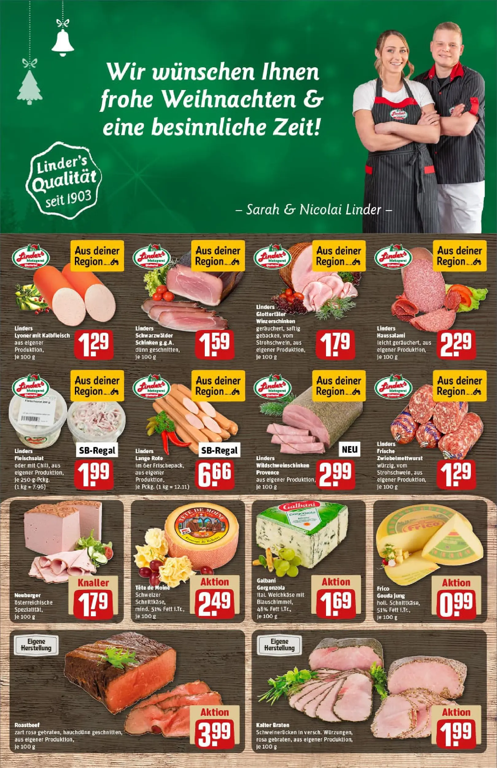 REWE Prospekt ab 22.12.2025 zum Blättern » Angebote | Seite: 9 | Produkte: Gouda, Schweinerucken, Salami, Schinken