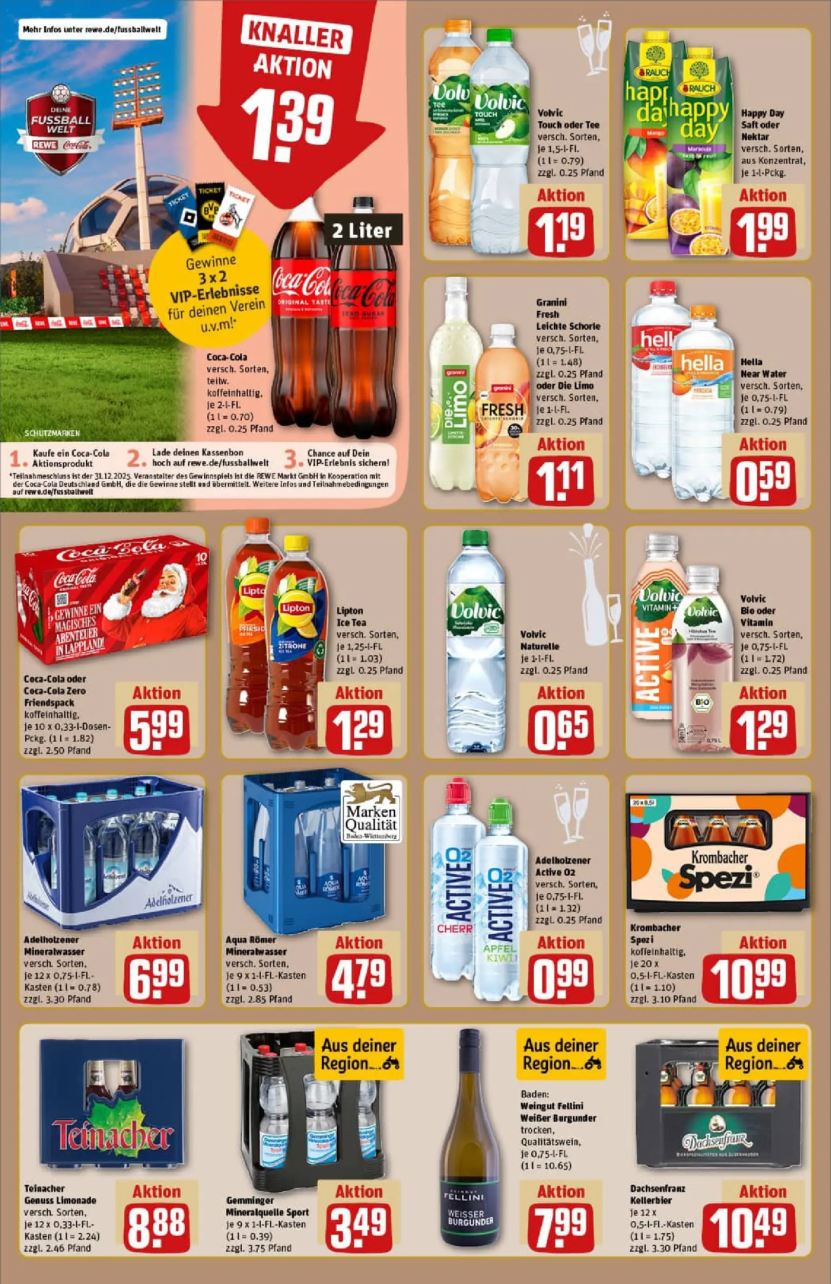 REWE Prospekt ab 22.12.2025 zum Blättern » Angebote | Seite: 14 | Produkte: Coca cola, Adelholzener, Granini, Tee