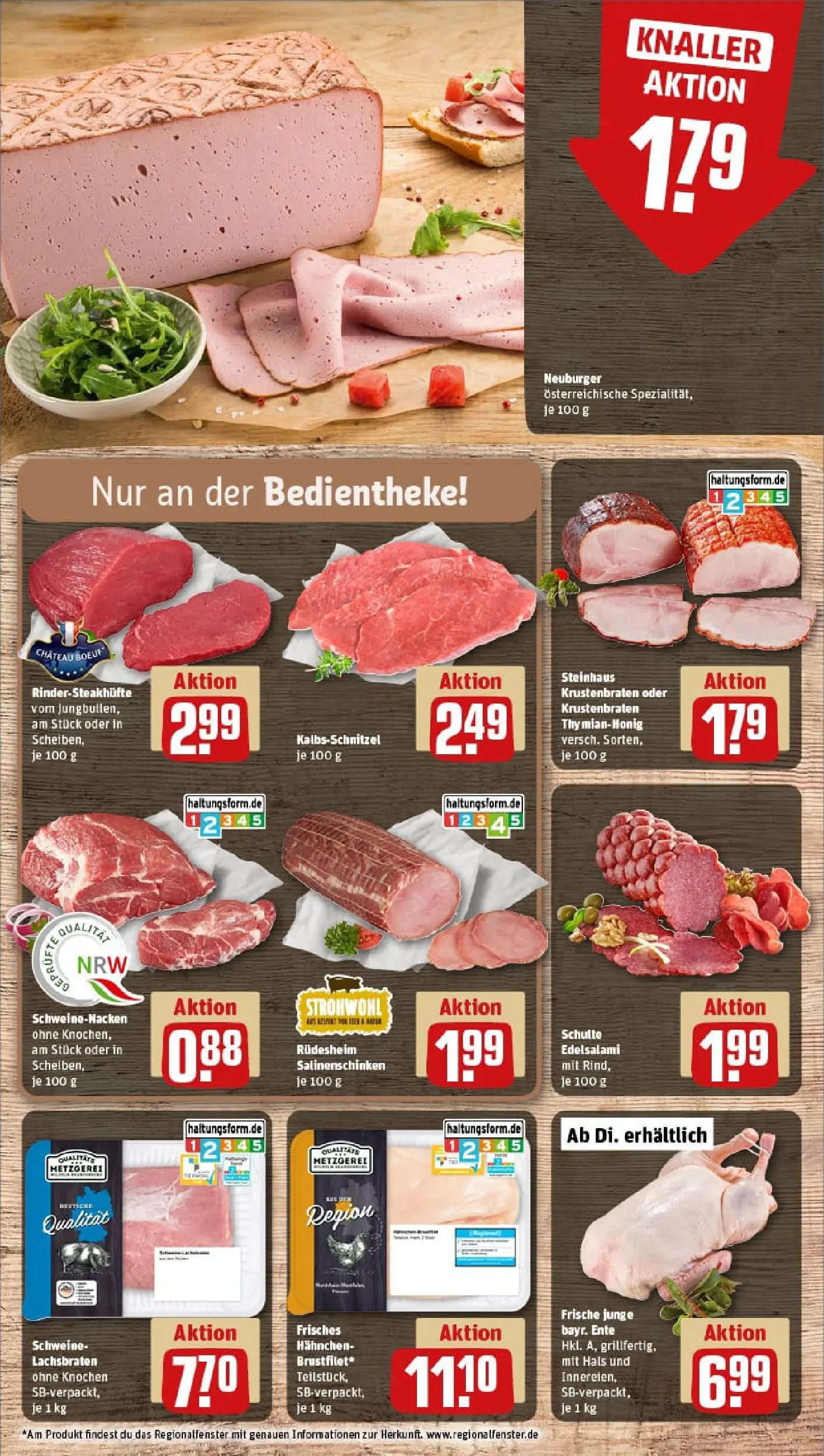 REWE Prospekt ab 22.12.2025 zum Blättern » Angebote | Seite: 10 | Produkte: Hahnchen, Krustenbraten, Salami, Ente