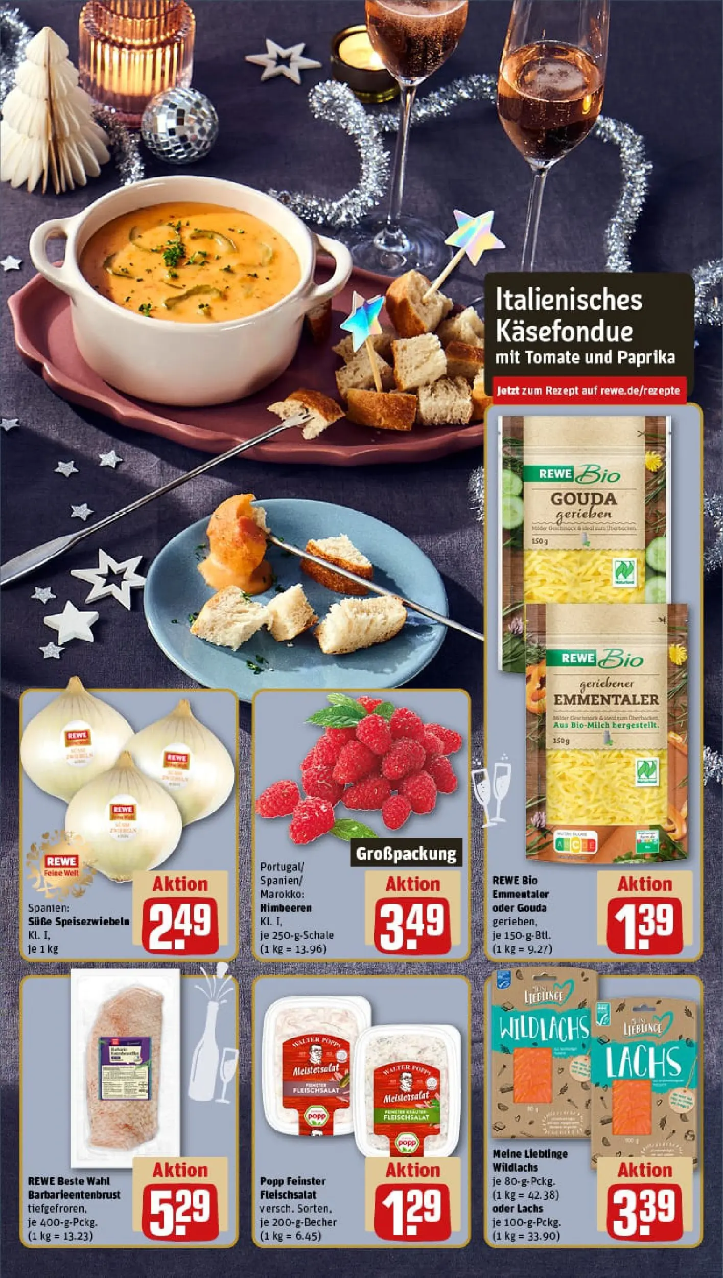 REWE Prospekt ab 22.12.2025 zum Blättern » Angebote | Seite: 3 | Produkte: Himbeeren, Gouda, Paprika, Fondue