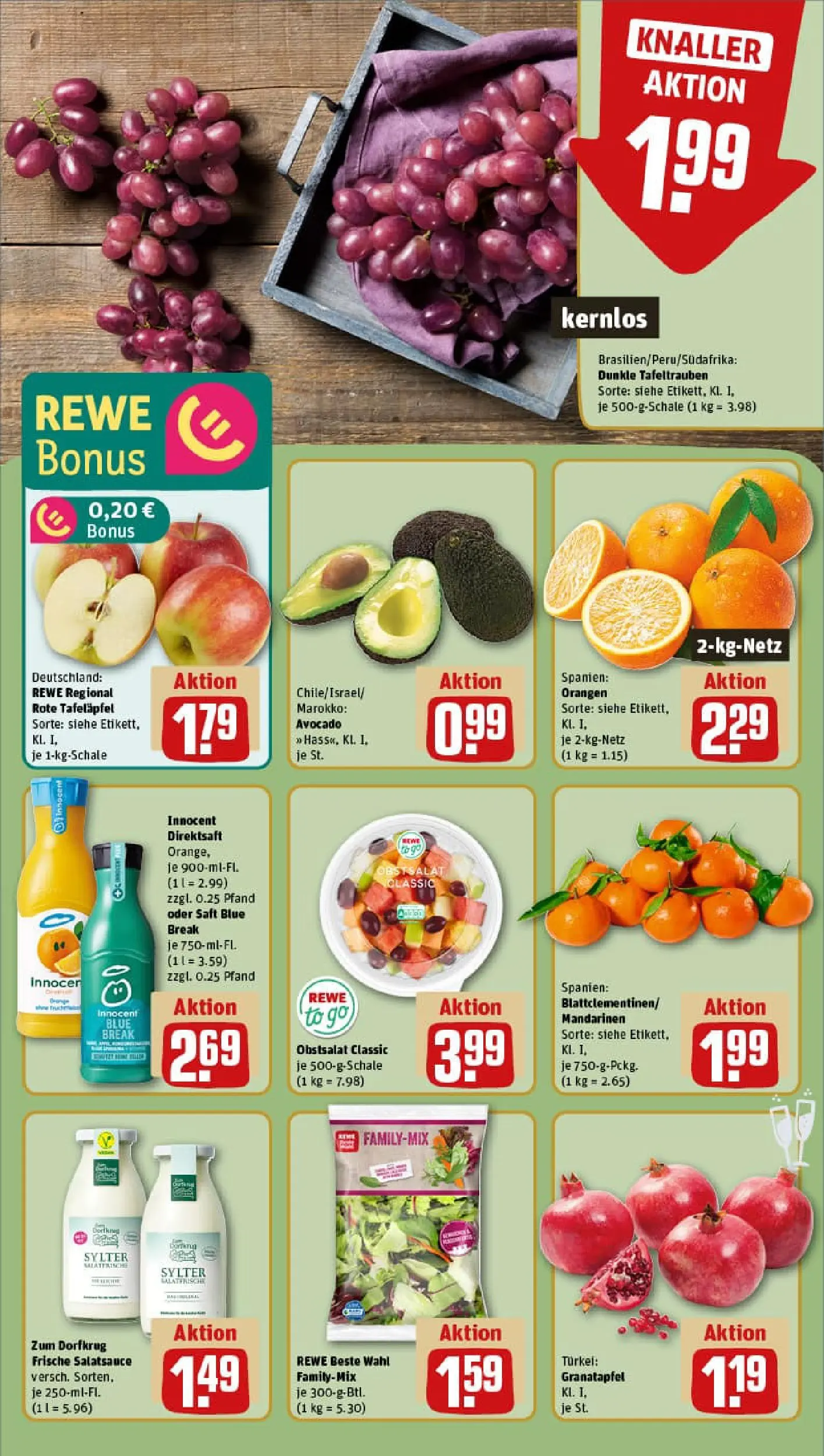 REWE Prospekt ab 22.12.2025 zum Blättern » Angebote | Seite: 8 | Produkte: Granatapfel, Dressing, Avocado, Saft