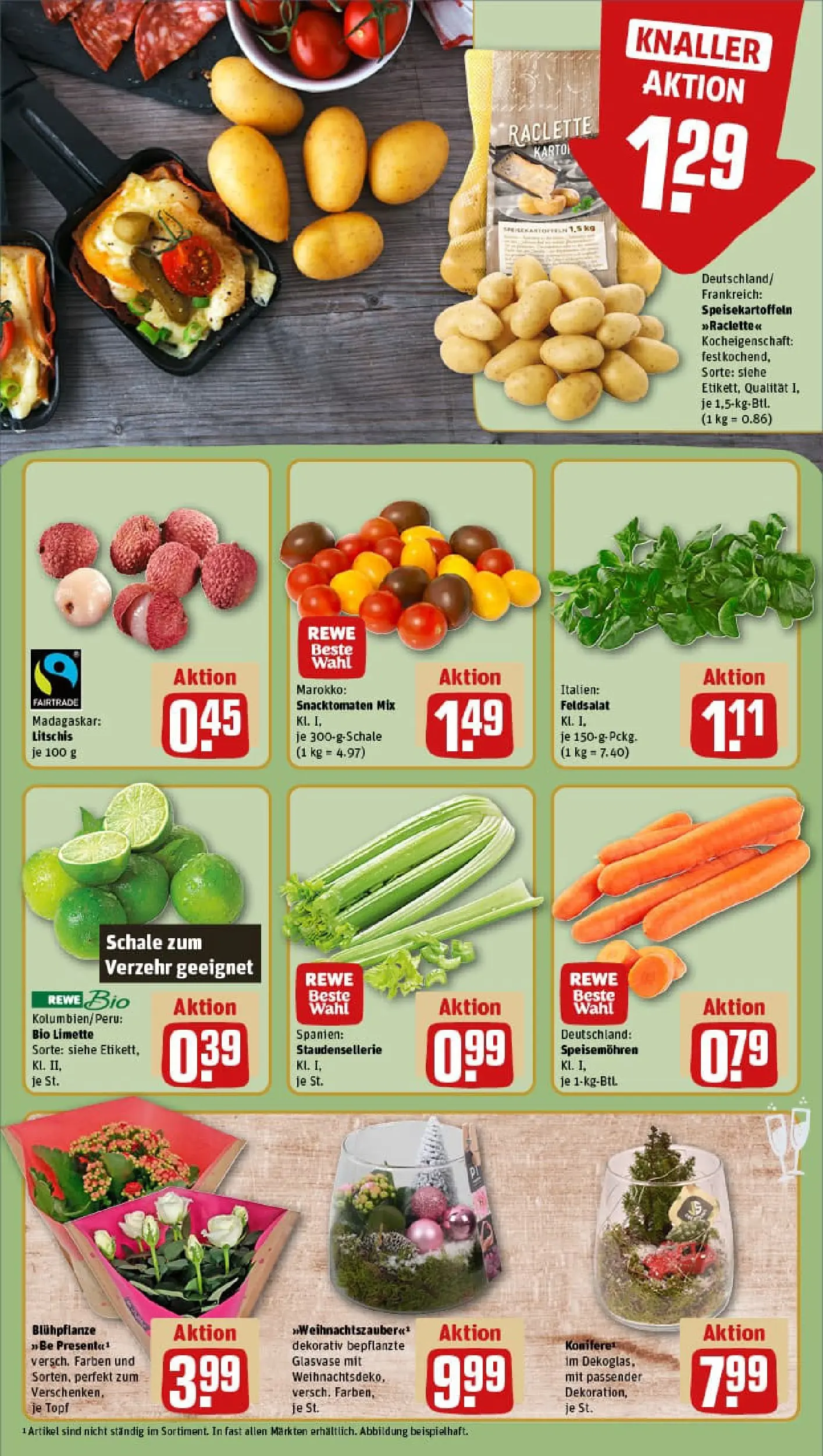 REWE Prospekt ab 22.12.2025 zum Blättern » Angebote | Seite: 9 | Produkte: Kartoffeln, Limette, Raclette