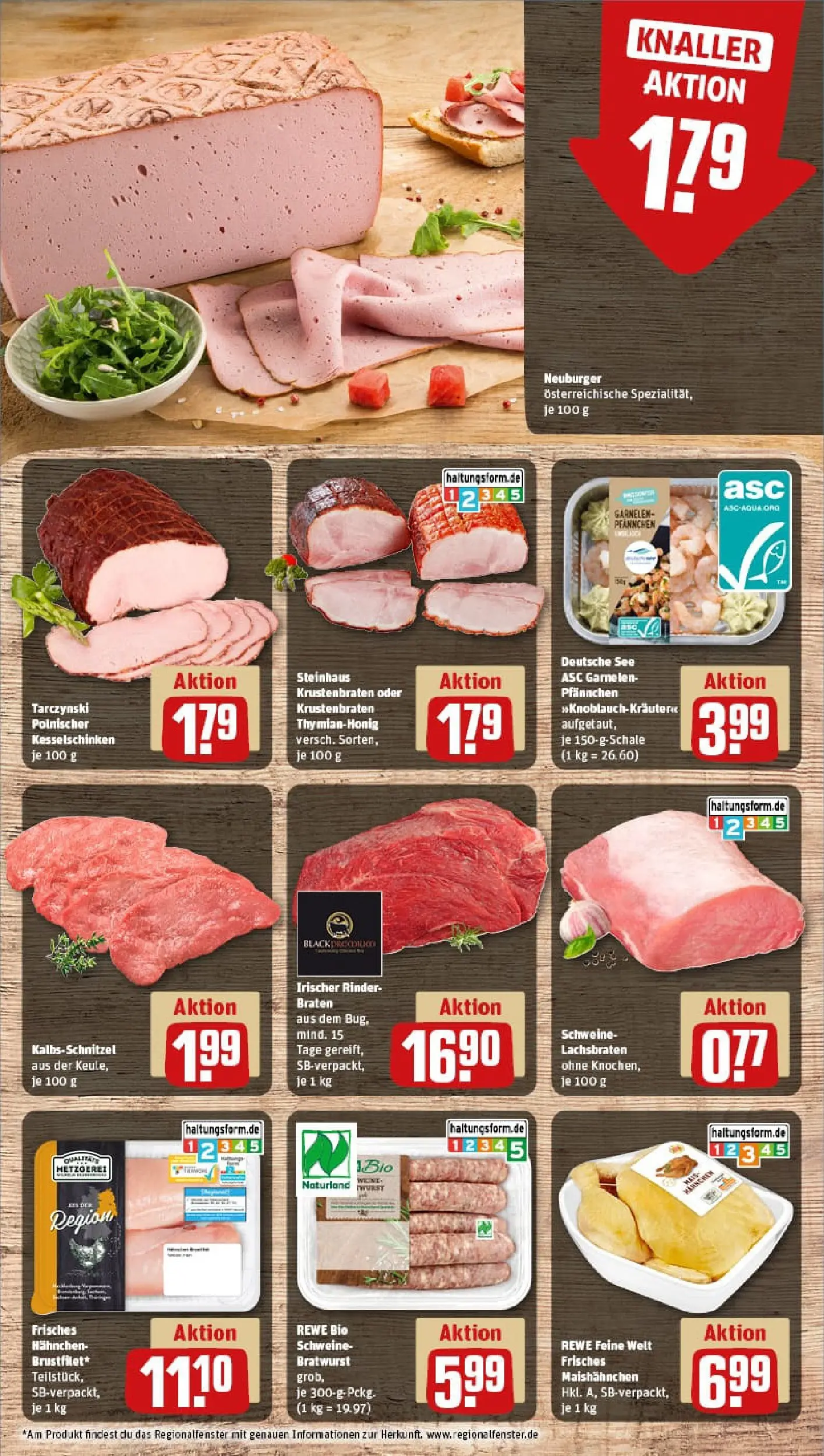 REWE Prospekt ab 22.12.2025 zum Blättern » Angebote | Seite: 10 | Produkte: Hahnchen, Bratwurst, Garnelen, Krustenbraten