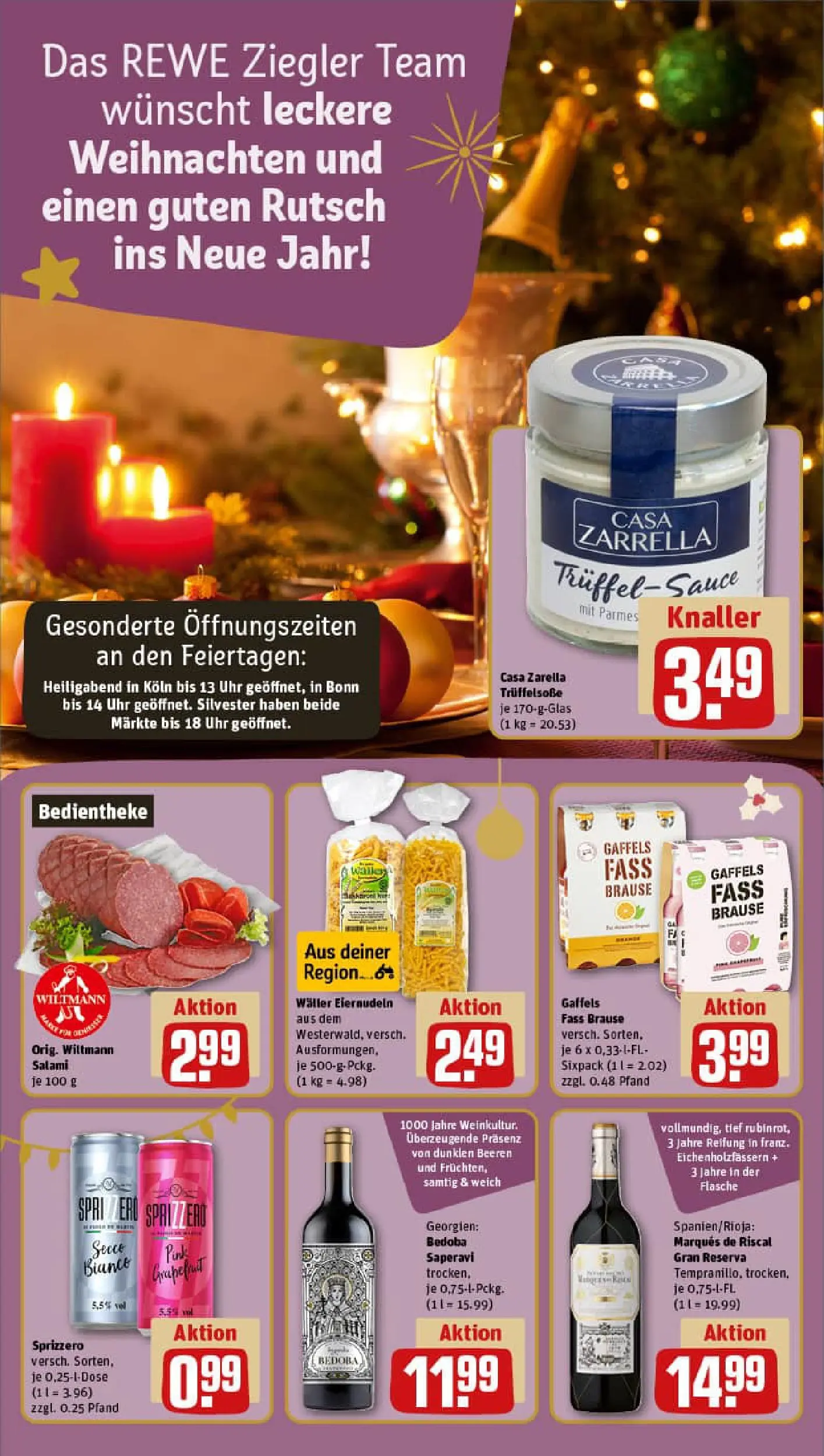 REWE Prospekt ab 22.12.2025 zum Blättern » Angebote | Seite: 23 | Produkte: Grapefruit, Salami, Uhr