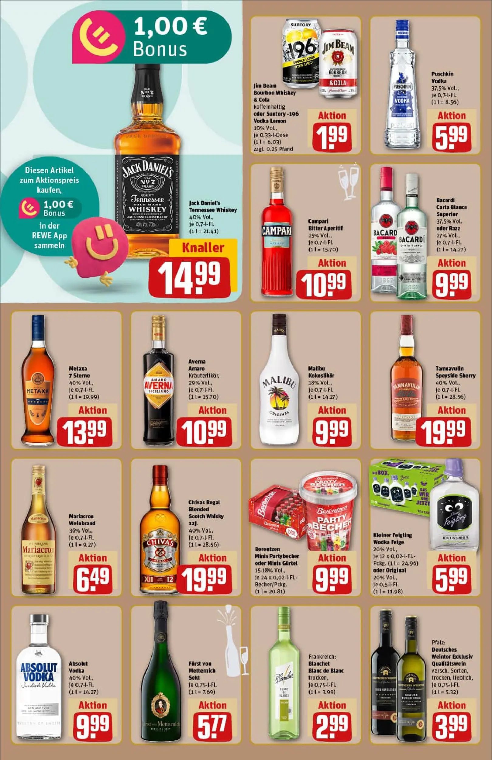 REWE Prospekt ab 22.12.2025 zum Blättern » Angebote | Seite: 17 | Produkte: Bacardi, Campari, Metaxa, Wodka