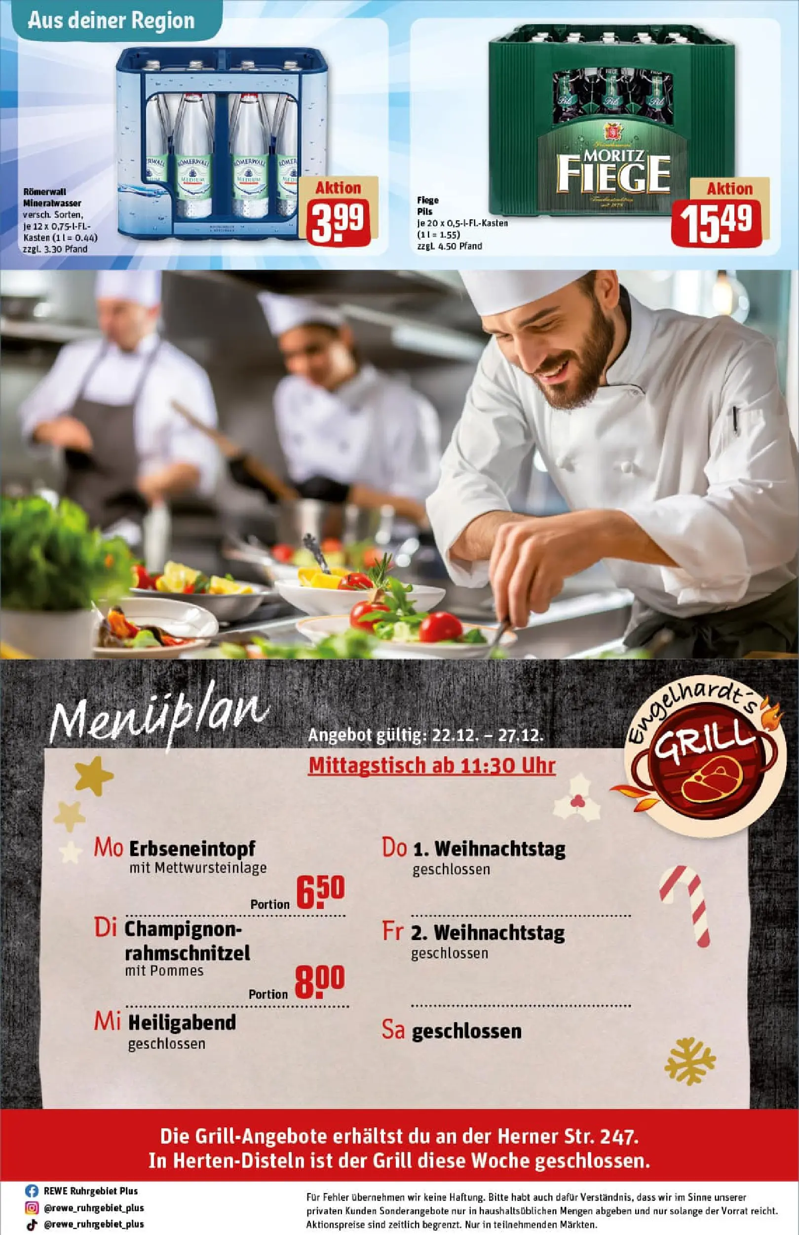 REWE Prospekt ab 22.12.2025 zum Blättern » Angebote | Seite: 28 | Produkte: Grill, Pommes, Schnitzel, Uhr