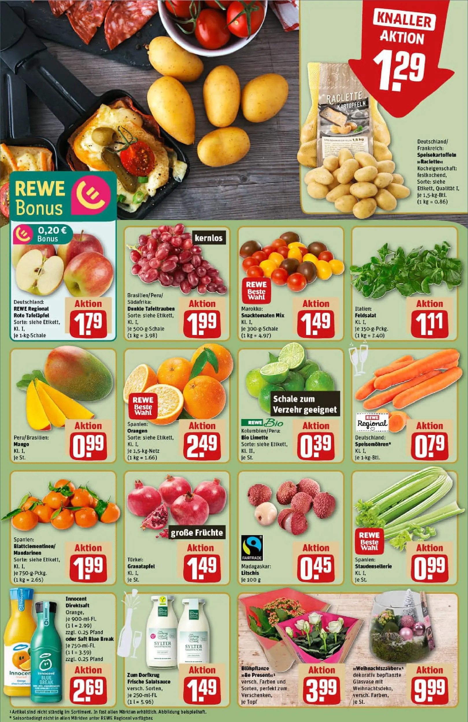 REWE Prospekt ab 22.12.2025 zum Blättern » Angebote | Seite: 8 | Produkte: Granatapfel, Dressing, Mandarinen, Saft