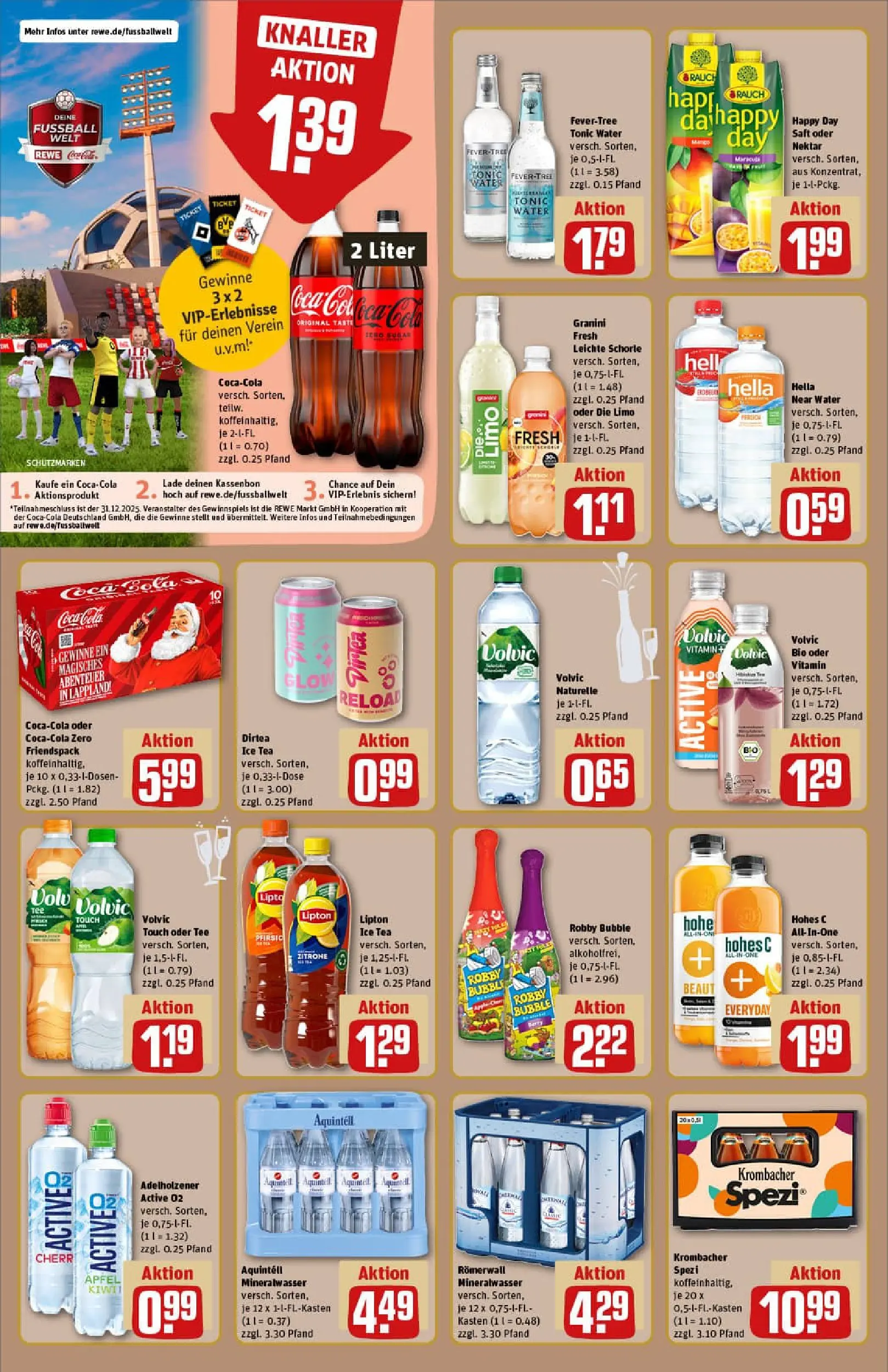 REWE Prospekt ab 22.12.2025 zum Blättern » Angebote | Seite: 20 | Produkte: Coca cola, Cola, Mineralwasser, Saft