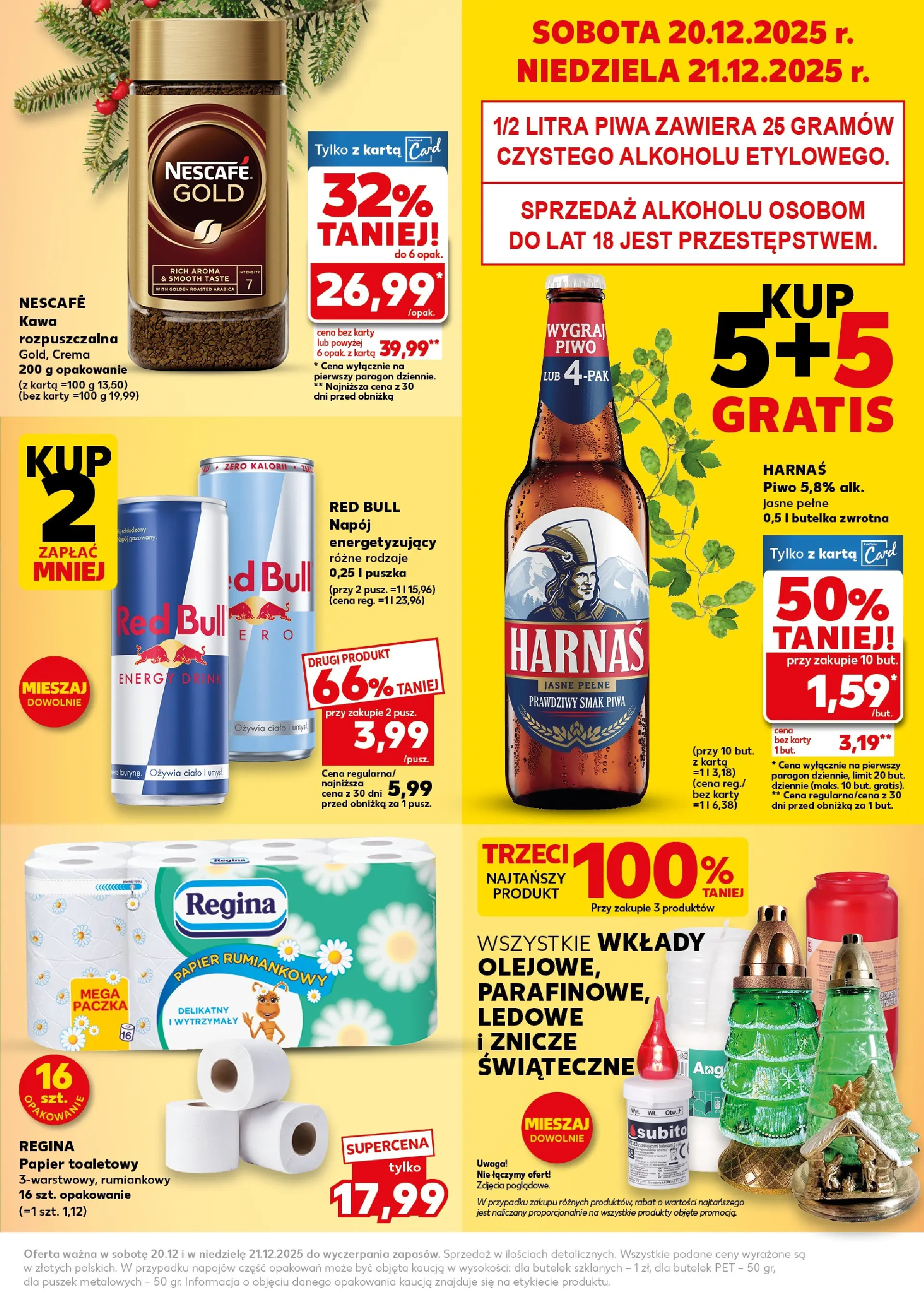 Kaufland gazetka od 20.12.2025 | Boże Narodzenie 🎄🎁 | Strona: 3 | Produkty: Papier toaletowy, Nescafe, Znicze, Piwo
