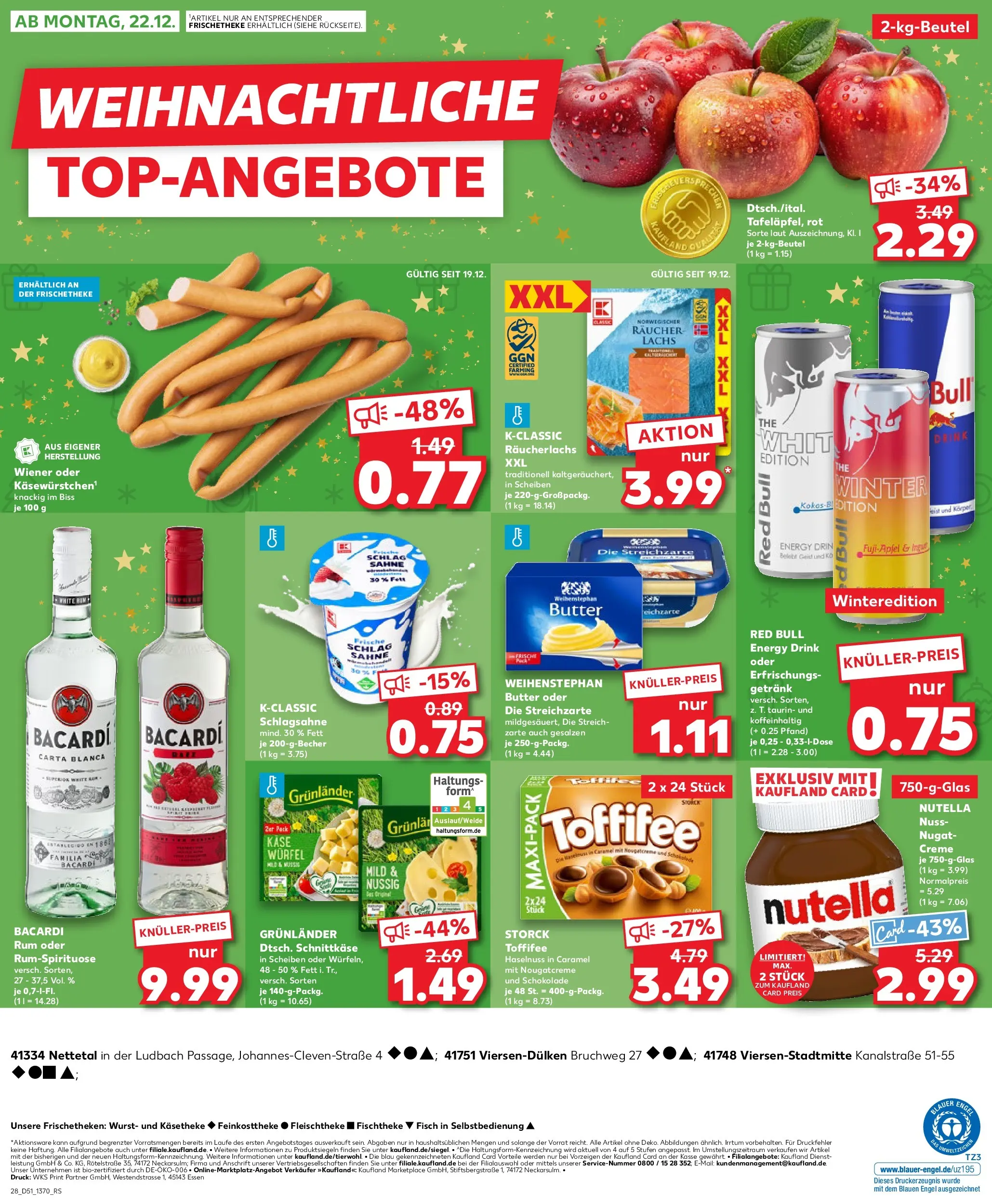 Prospekt Kaufland ab 18.12.2025 » Angebote Online zum Blättern | Seite: 28 | Produkte: Schlagsahne, Nutella, Räucherlachs, Schal