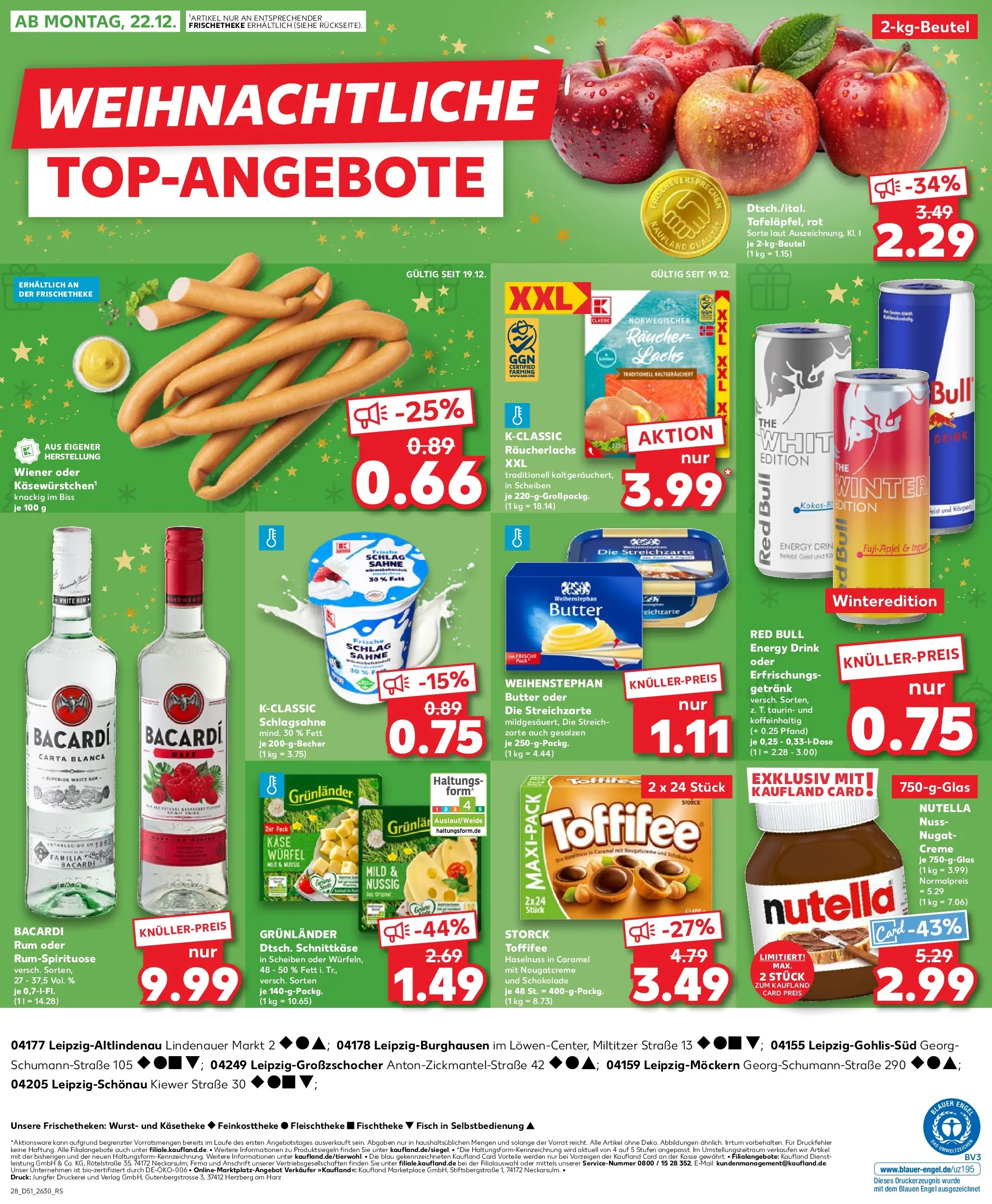 Prospekt Kaufland ab 18.12.2025 » Angebote Online zum Blättern | Seite: 28 | Produkte: Bacardi, Red bull, Weihenstephan butter, Lachs
