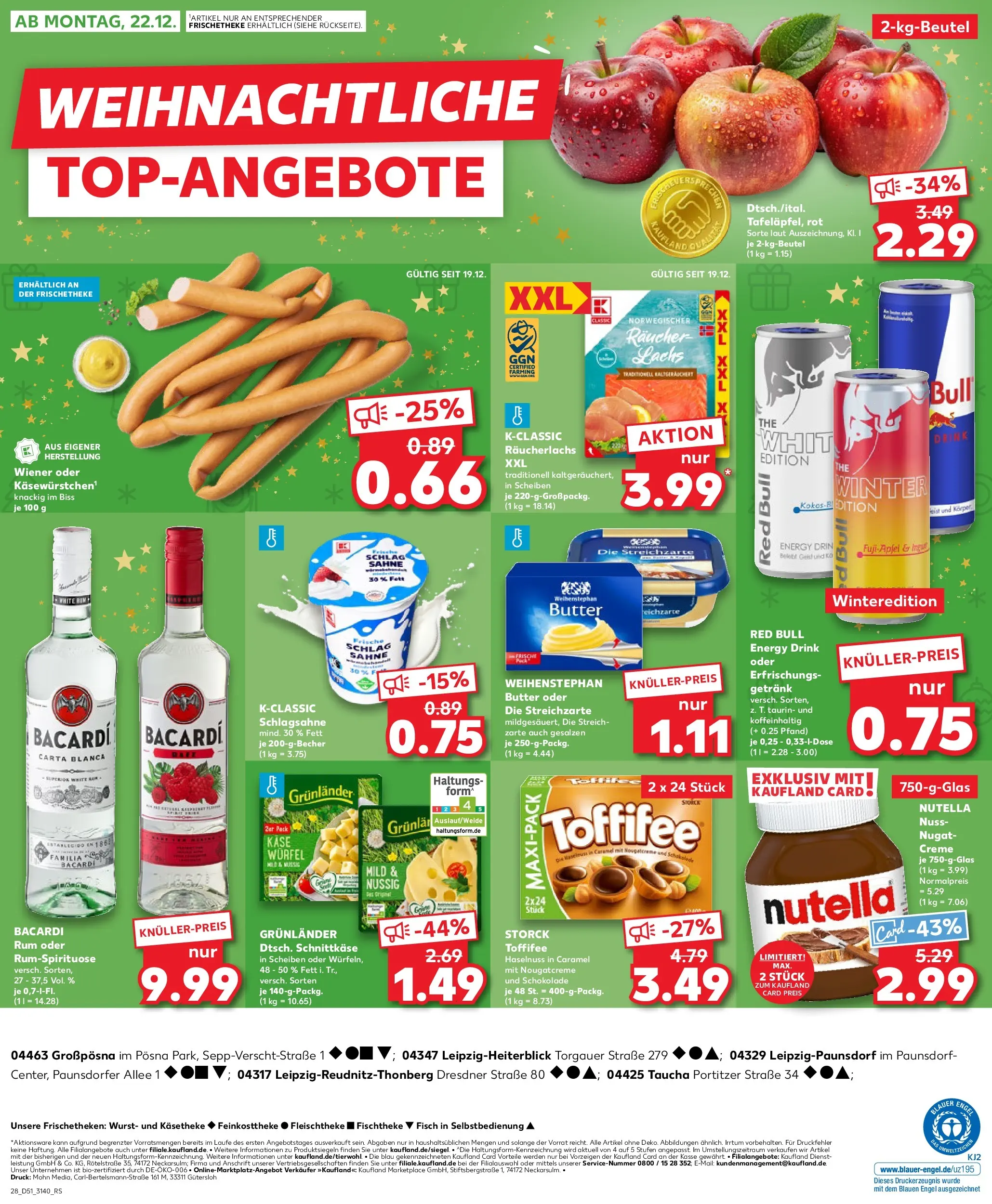 Prospekt Kaufland ab 18.12.2025 » Angebote Online zum Blättern | Seite: 28 | Produkte: Schokolade, Nutella, Lachs, Sahne