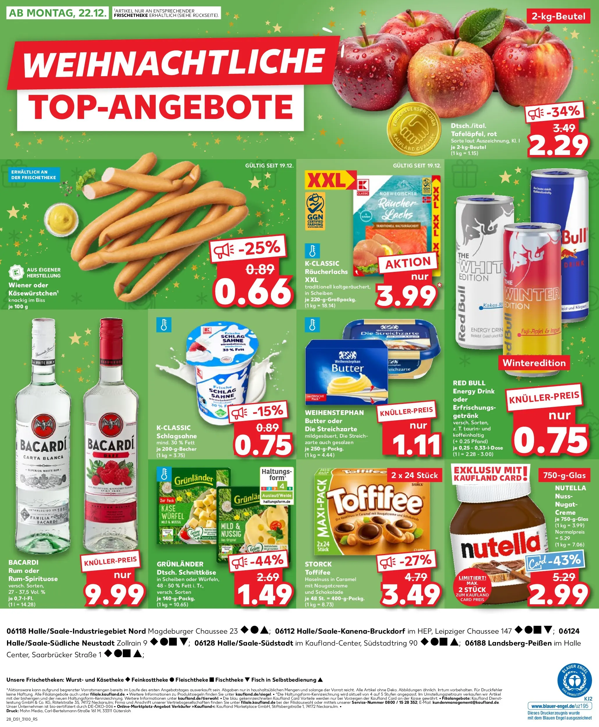 Prospekt Kaufland ab 18.12.2025 » Angebote Online zum Blättern | Seite: 28 | Produkte: Schokolade, Weihenstephan butter, Räucherlachs, Sahne