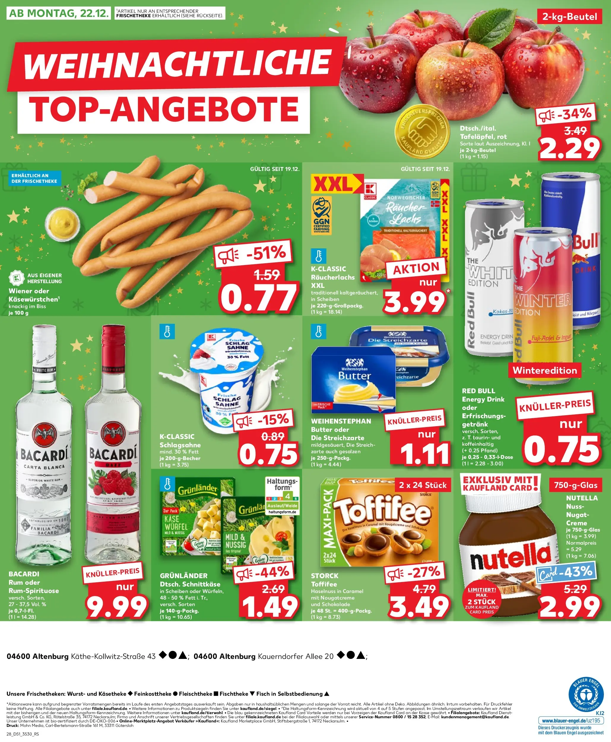 Prospekt Kaufland ab 18.12.2025 » Angebote Online zum Blättern | Seite: 28 | Produkte: Red bull, Butter, Räucherlachs, Toffifee
