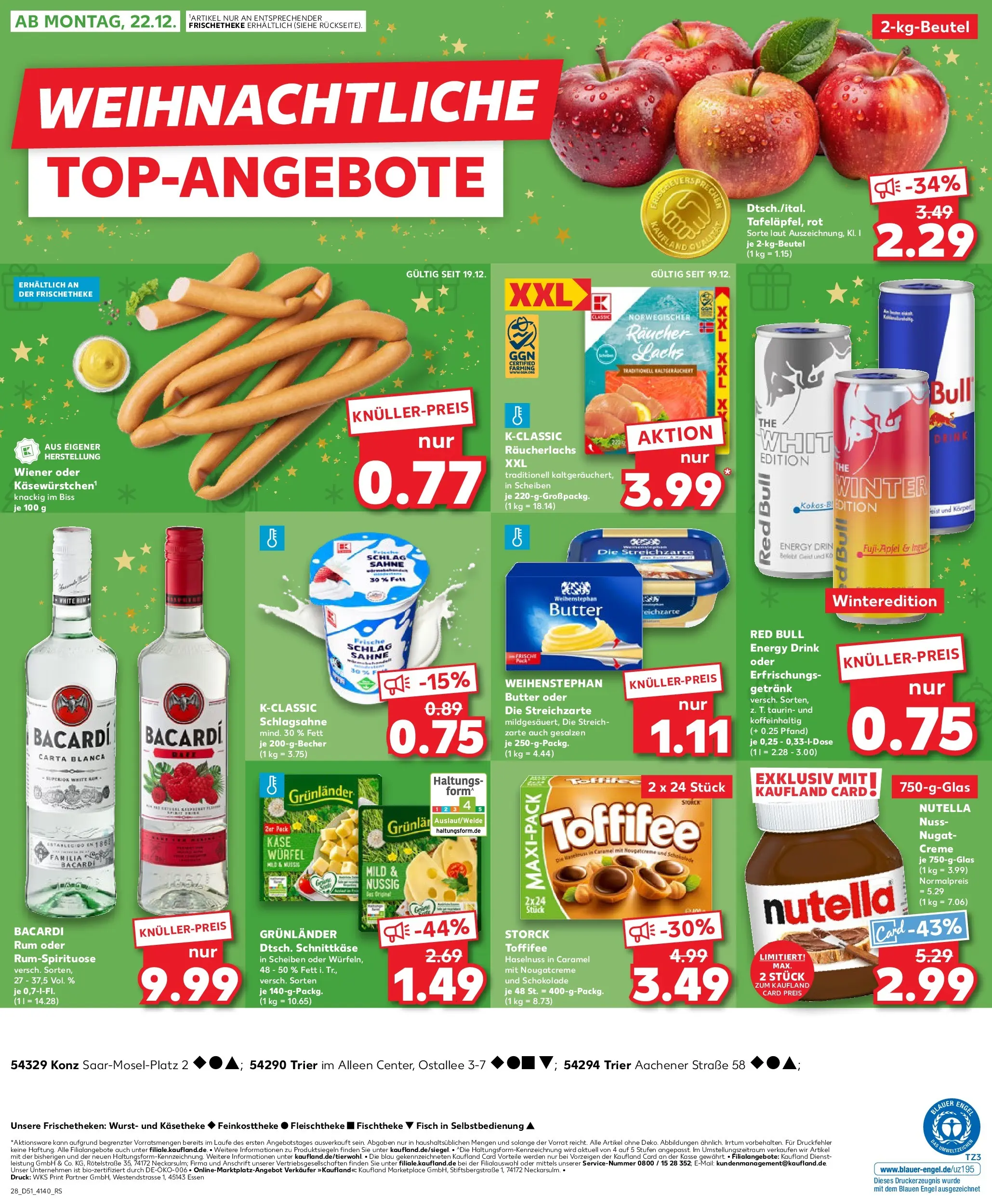 Prospekt Kaufland ab 18.12.2025 » Angebote Online zum Blättern | Seite: 28 | Produkte: Schlagsahne, Lachs, Räucherlachs, Grunlander