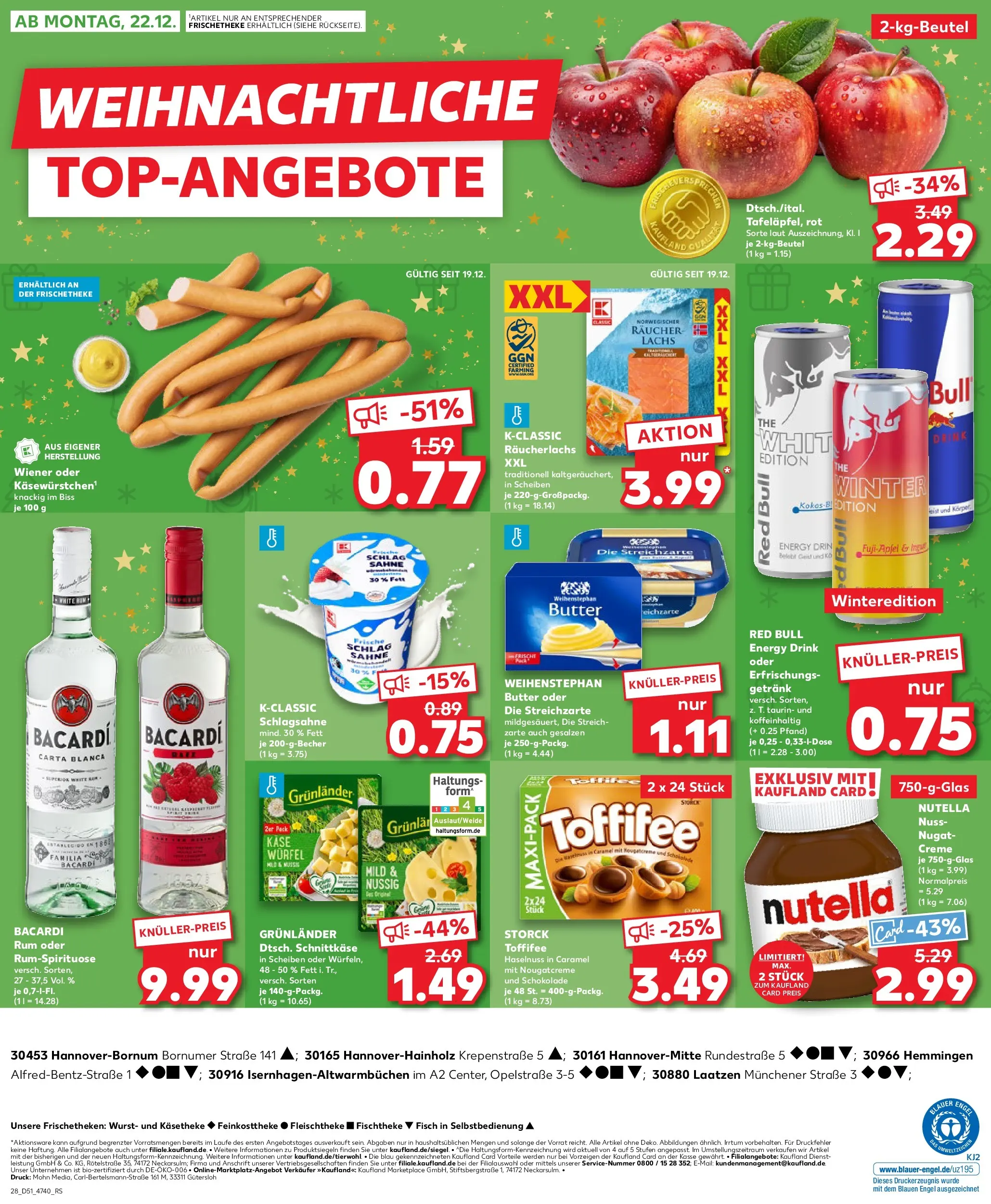 Prospekt Kaufland ab 18.12.2025 » Angebote Online zum Blättern | Seite: 28 | Produkte: Käse, Schokolade, Nutella, Schal