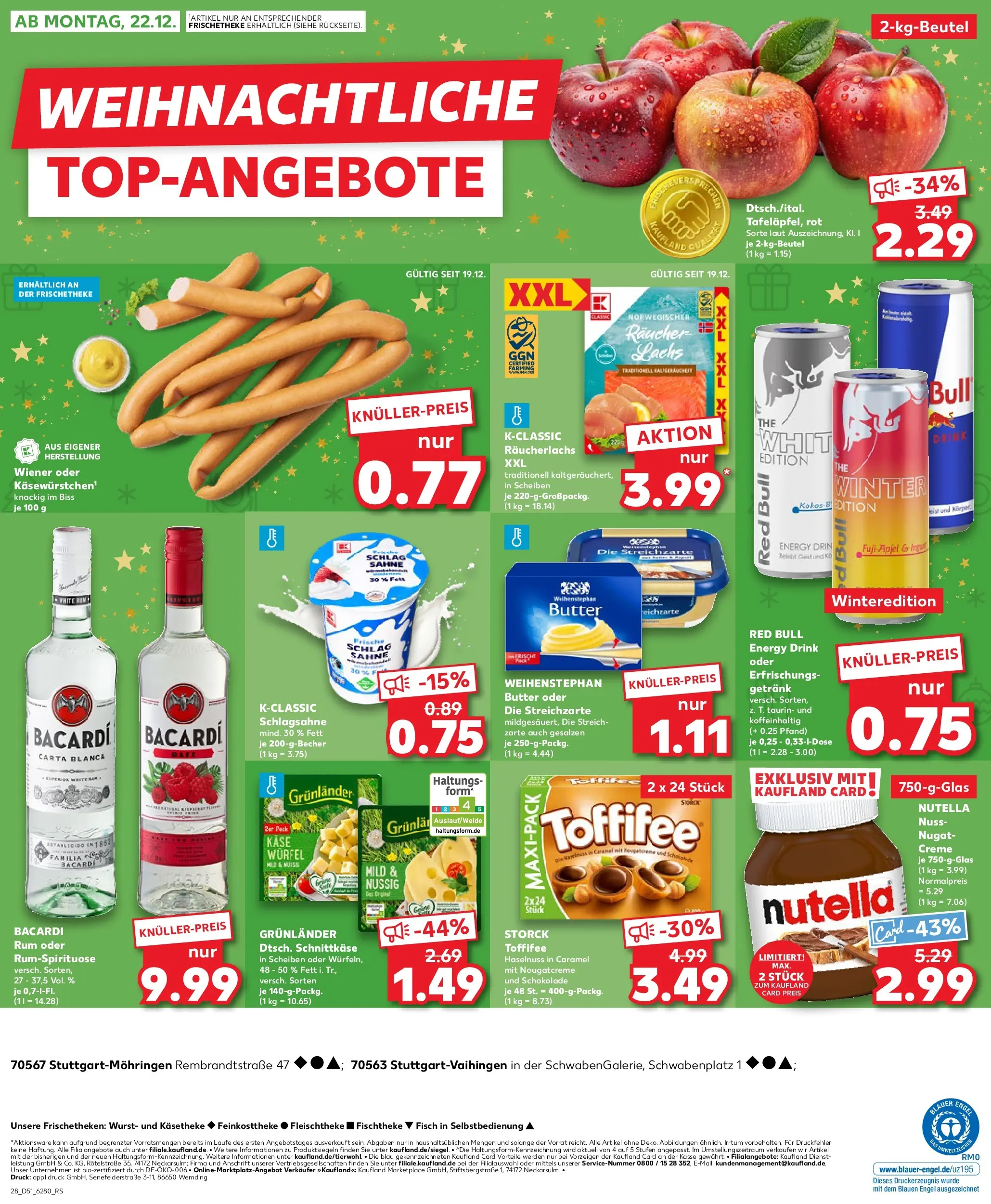 Prospekt Kaufland ab 18.12.2025 » Angebote Online zum Blättern | Seite: 28 | Produkte: Red bull, Käse, Nutella, Sahne