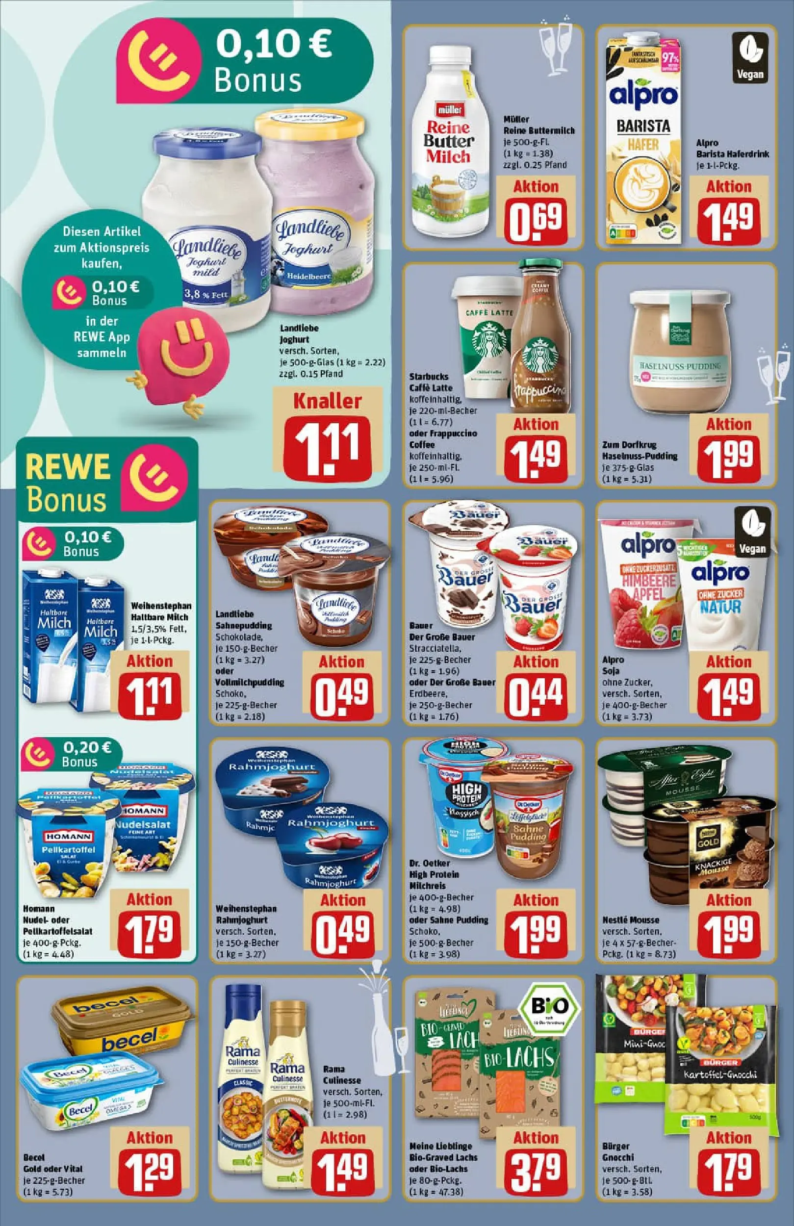 REWE Prospekt ab 22.12.2025 zum Blättern » Angebote | Seite: 14 | Produkte: Margarine, Buttermilch, Becel, Starbucks