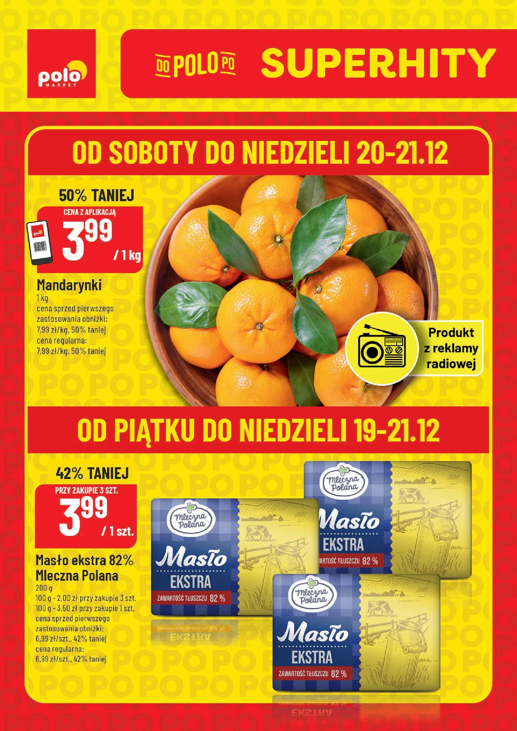 Nowa POLOmarket gazetka od jutra 19.12.2025 (PDF) | Strona: 1 | Produkty: Masło, Mandarynki
