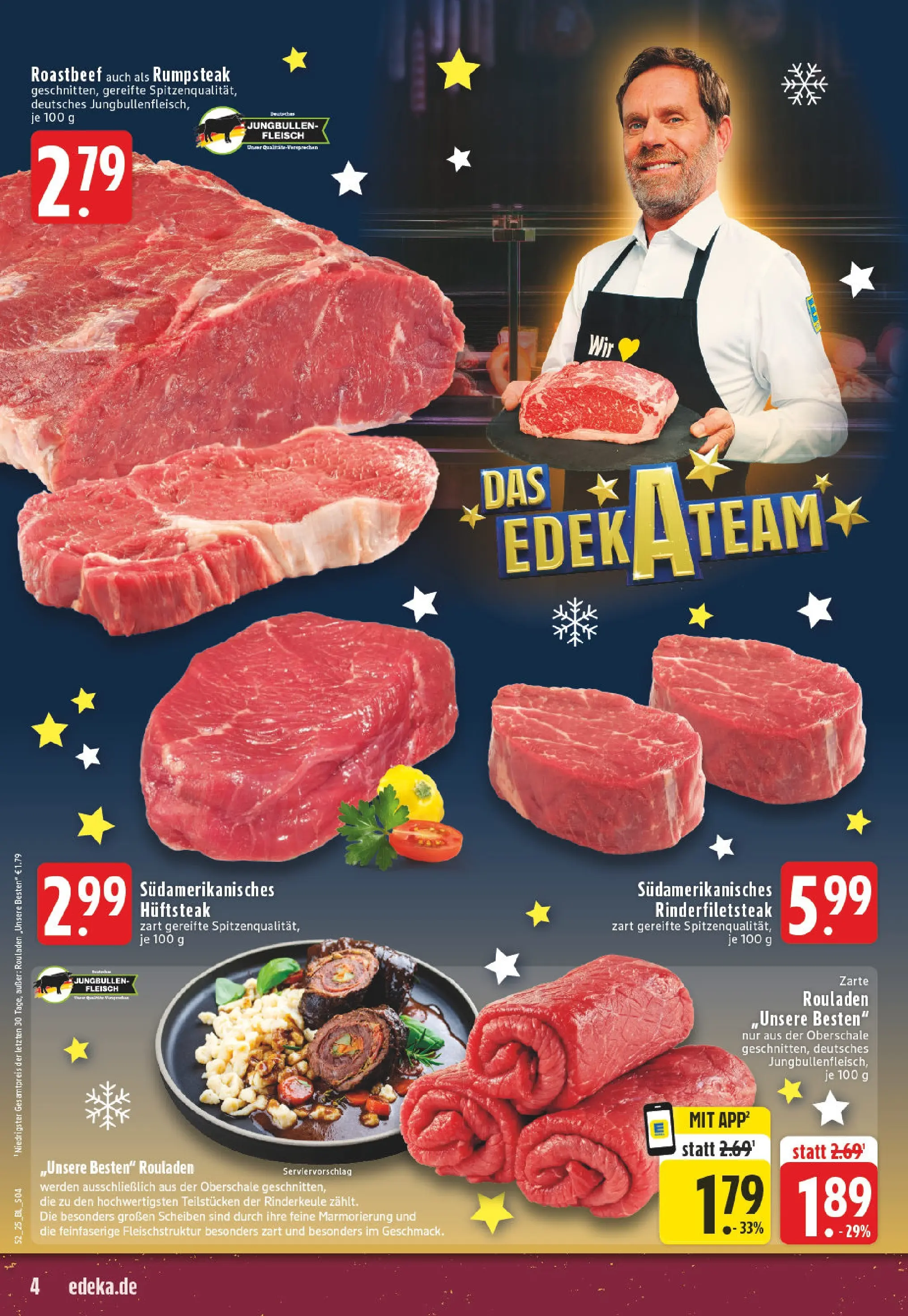 Edeka prospekt Höhn	 (ab 21.12.2025) » Angebote Online | Seite: 4 | Produkte: Rumpsteak, Roastbeef, Steak, Fleisch