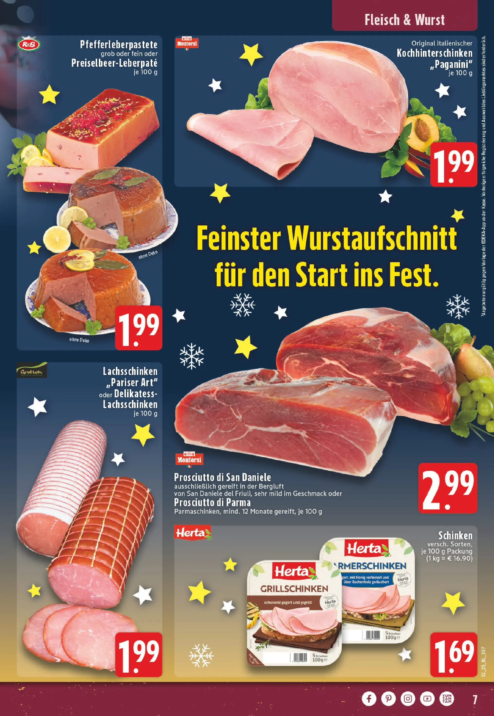 Edeka prospekt Höhn	 (ab 21.12.2025) » Angebote Online | Seite: 7 | Produkte: Wurst, Schinken, Fleisch