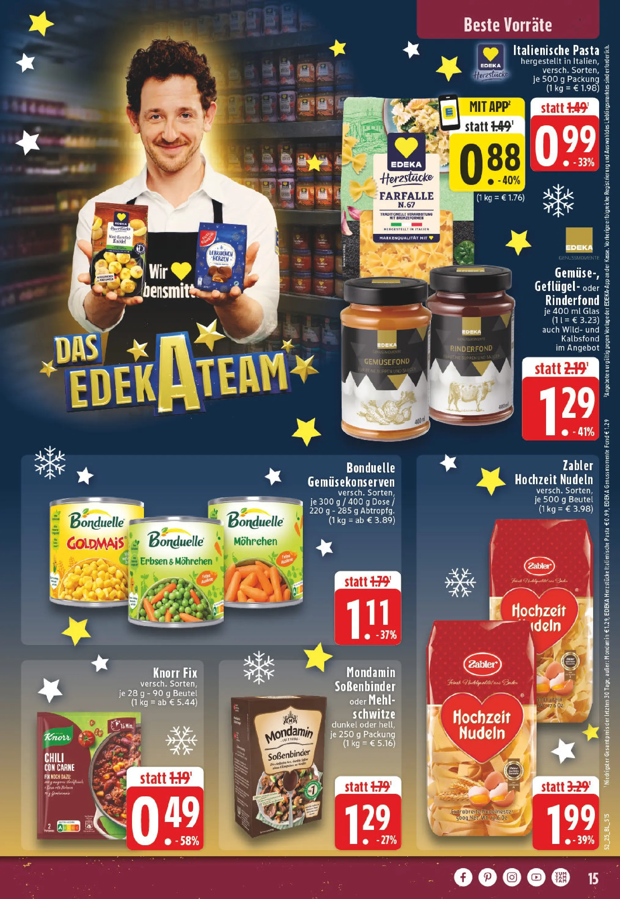 Edeka prospekt Höhn	 (ab 21.12.2025) » Angebote Online | Seite: 15 | Produkte: Knorr fix, Knorr, Chili, Erbsen