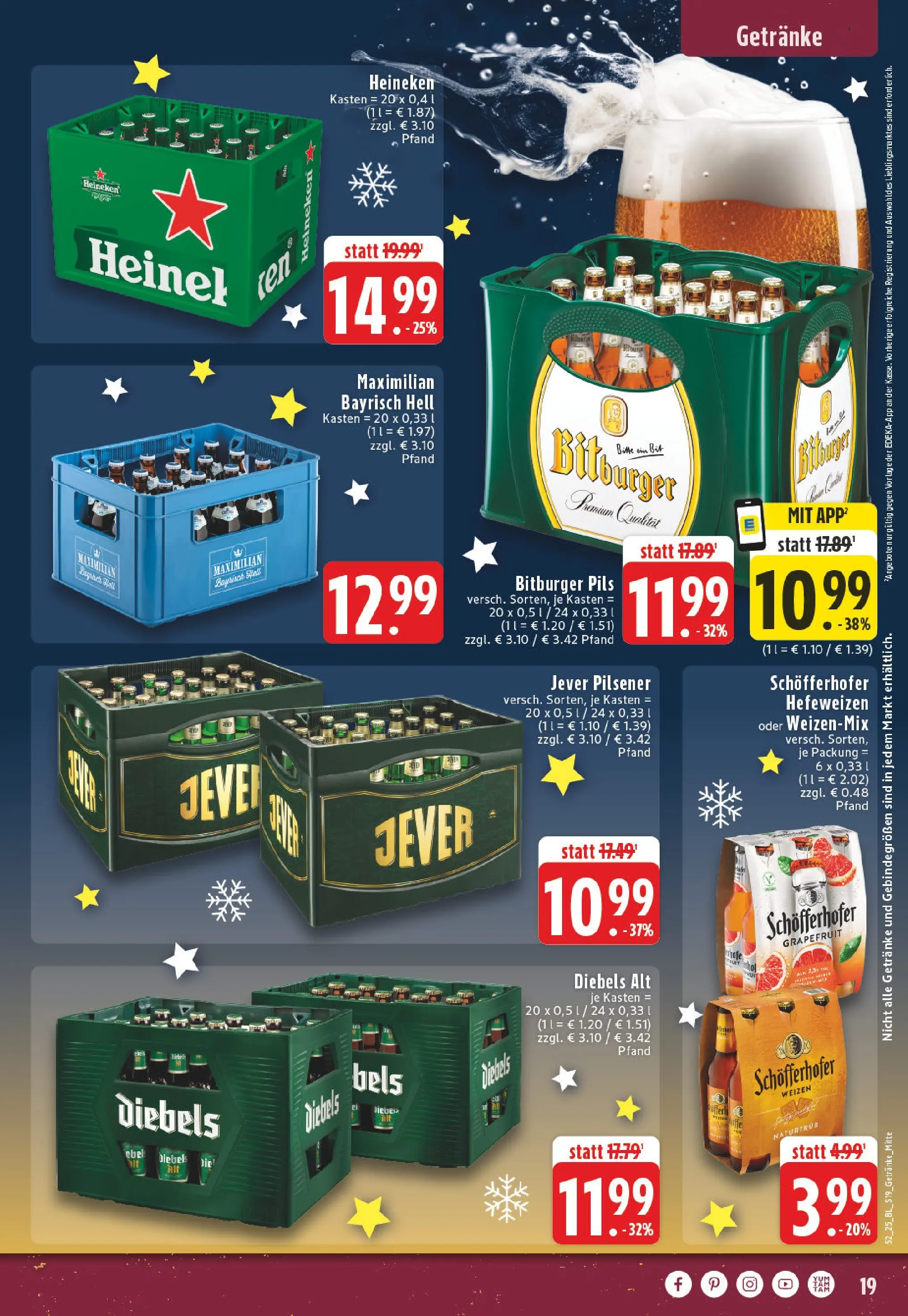 Edeka prospekt Münster	 (ab 21.12.2025) » Angebote Online | Seite: 19 | Produkte: Bitburger, Pils, Jever, Diebels