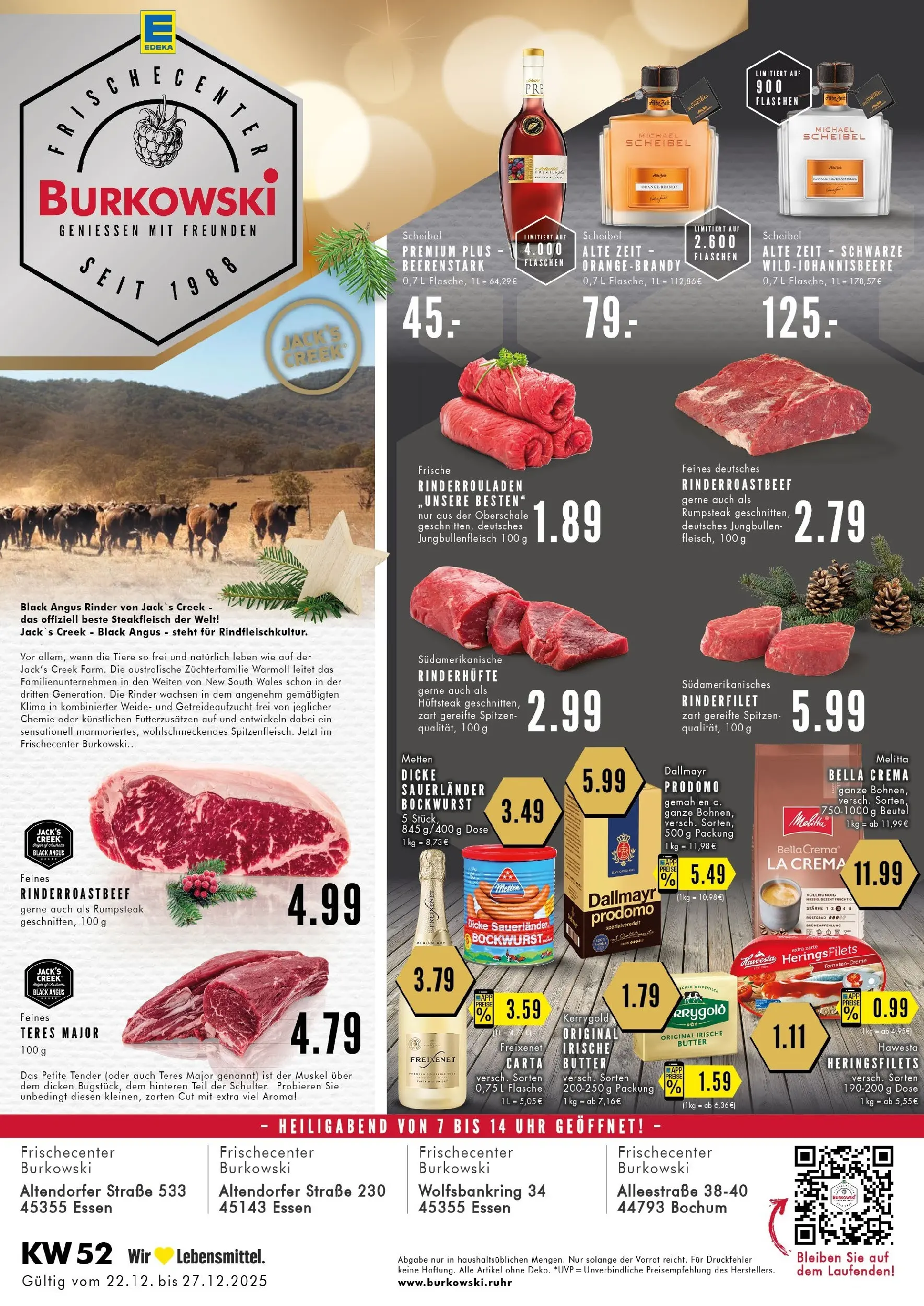 Edeka prospekt Bochum	 (ab 22.12.2025) » Angebote Online | Seite: 1 | Produkte: Melitta, Dicke sauerlander bockwurst, Butter, Dallmayr prodomo