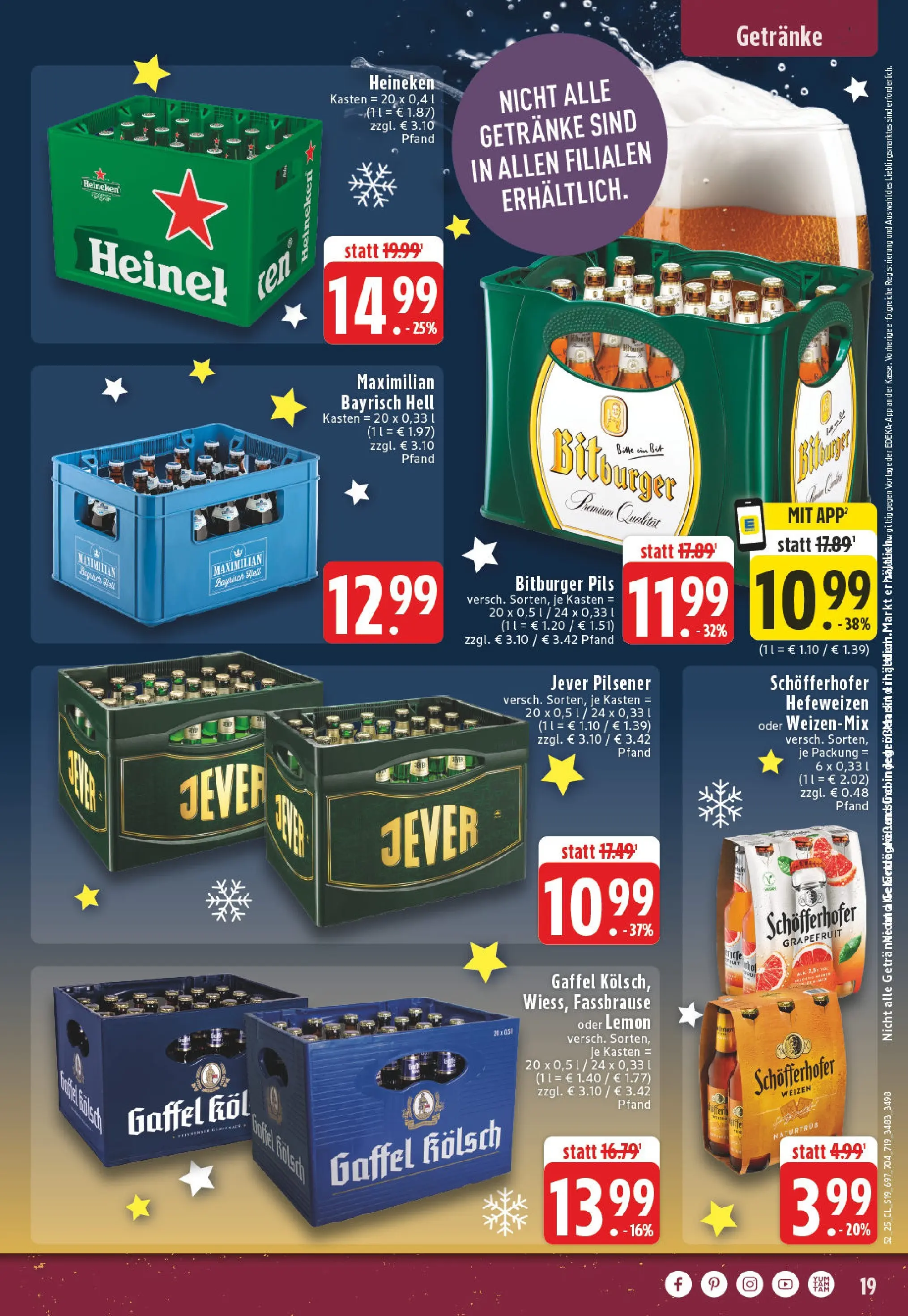 Edeka prospekt Bonn	 (ab 22.12.2025) » Angebote Online | Seite: 19 | Produkte: Bitburger, Pils, Heineken, Fassbrause