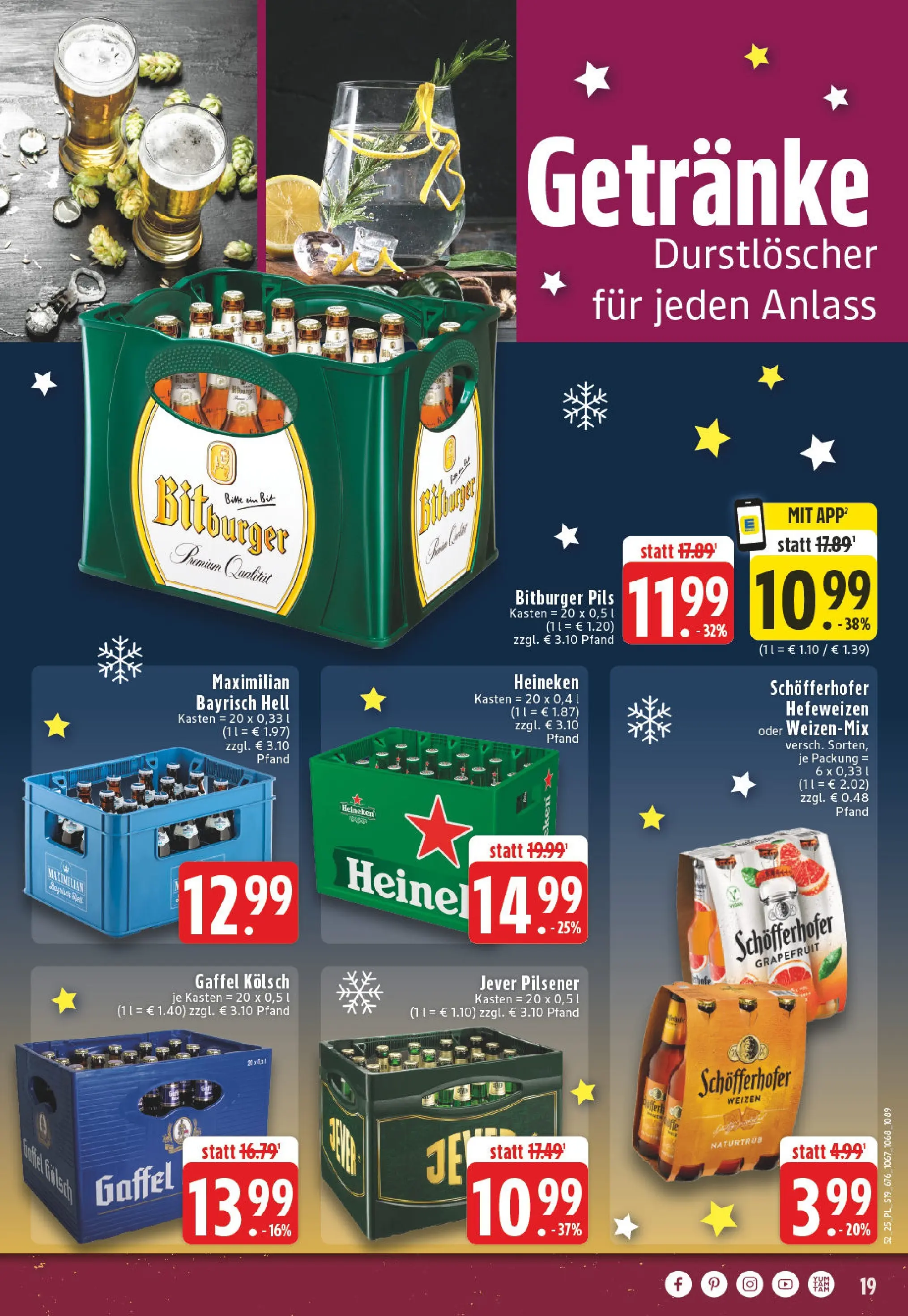 Edeka prospekt Linnich	 (ab 22.12.2025) » Angebote Online | Seite: 19 | Produkte: Bitburger, Durstloscher, Grapefruit, Jever