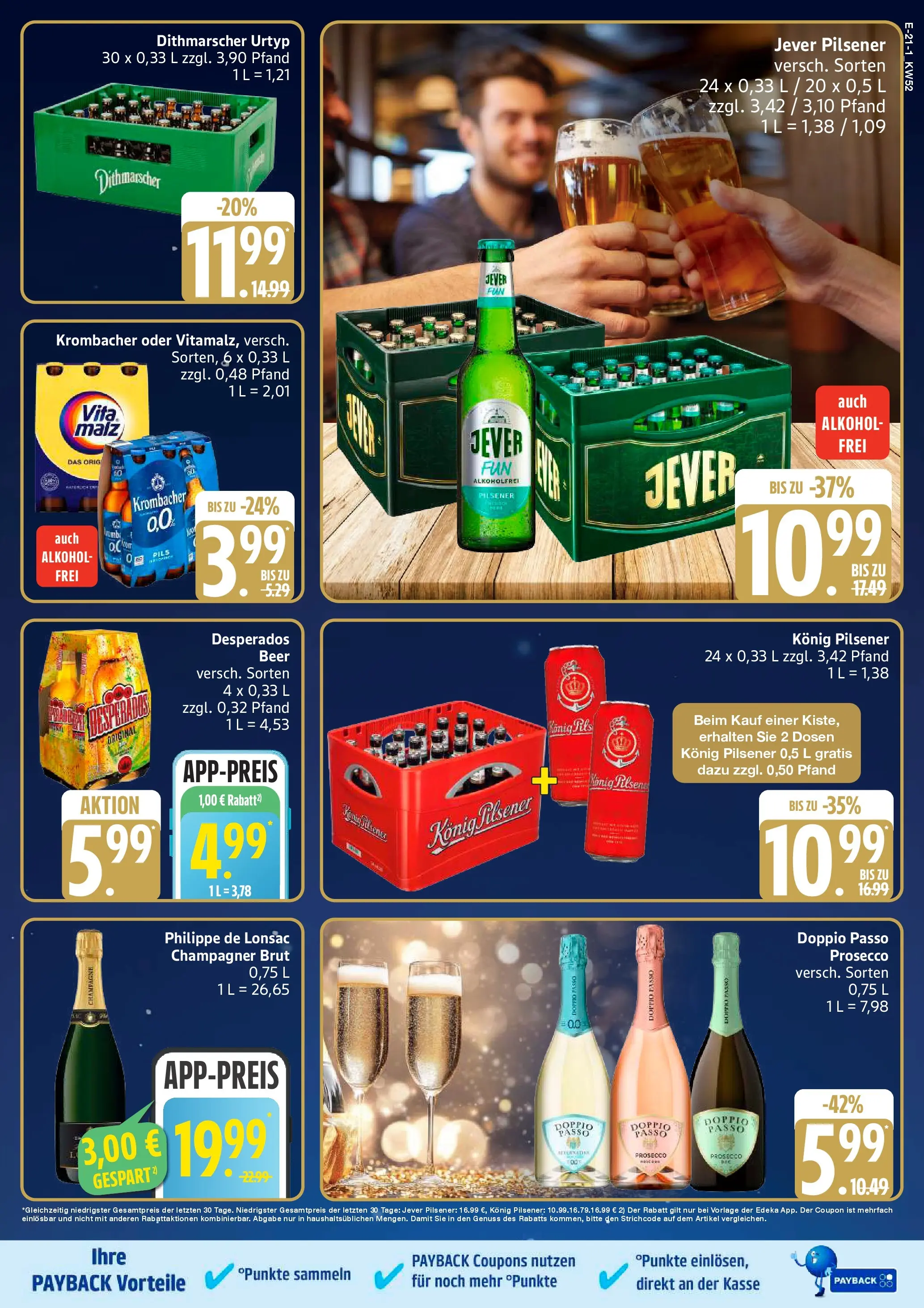 Edeka prospekt Ratzeburg	 (ab 21.12.2025) » Angebote Online | Seite: 21 | Produkte: Konig pilsener, Prosecco, Jever, Desperados